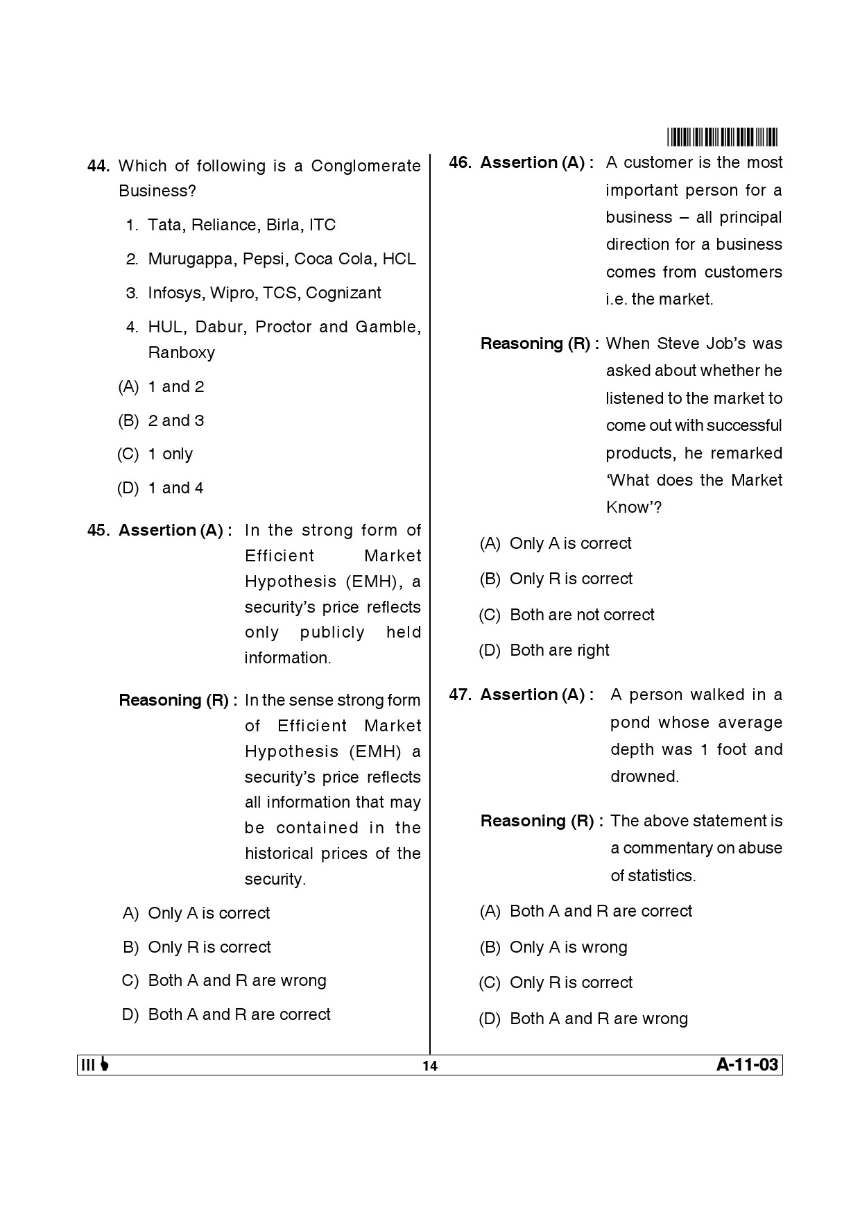 Telangana SET Management 2014 Question Paper III 13