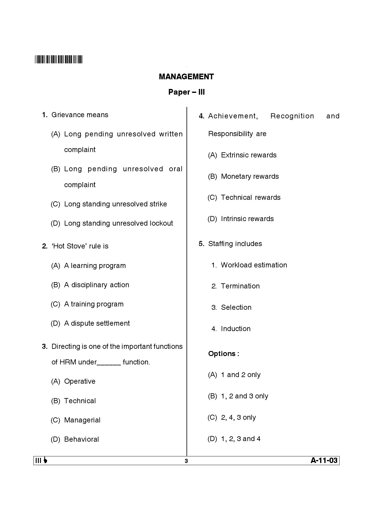 Telangana SET Management 2014 Question Paper III 2