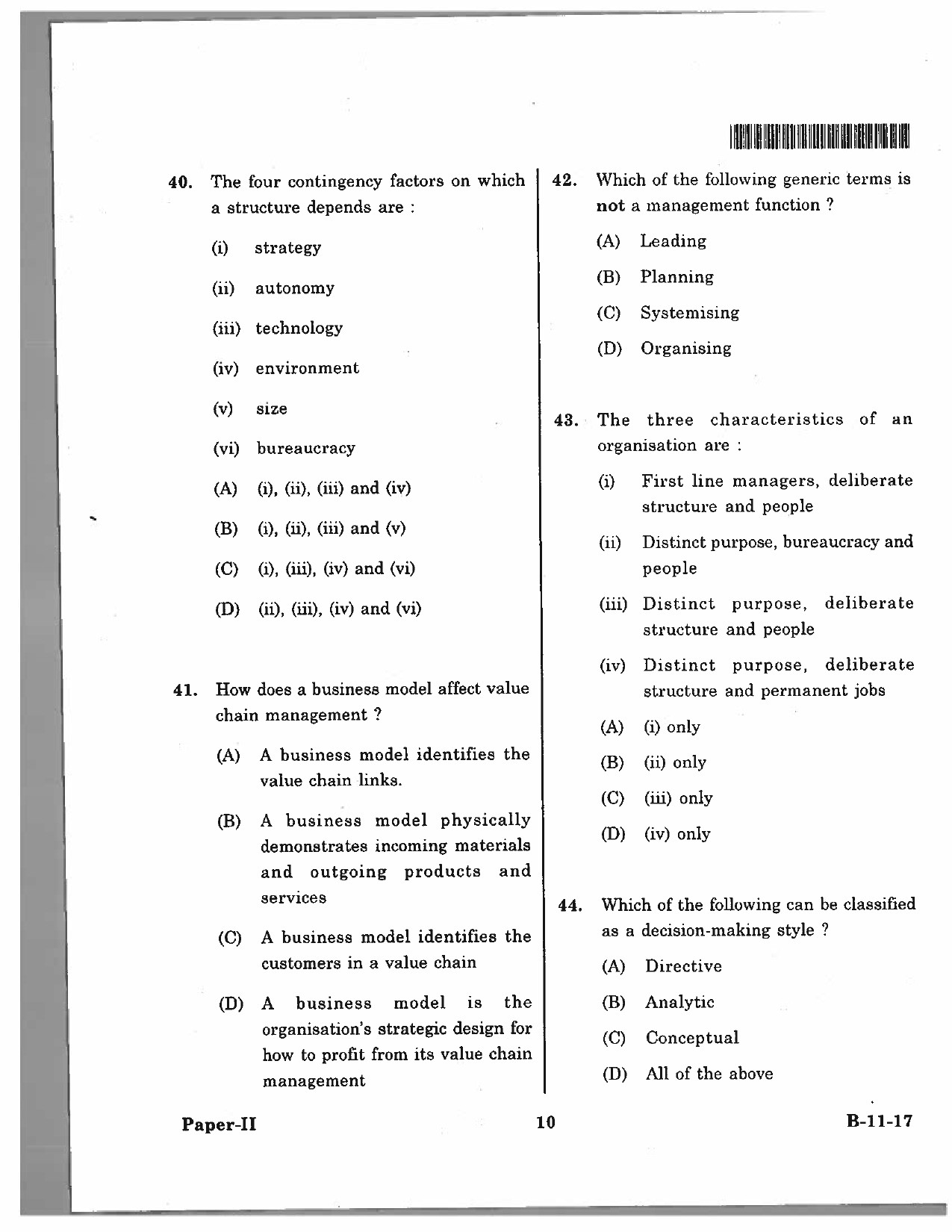 Telangana SET Management 2017 Question Paper II 9