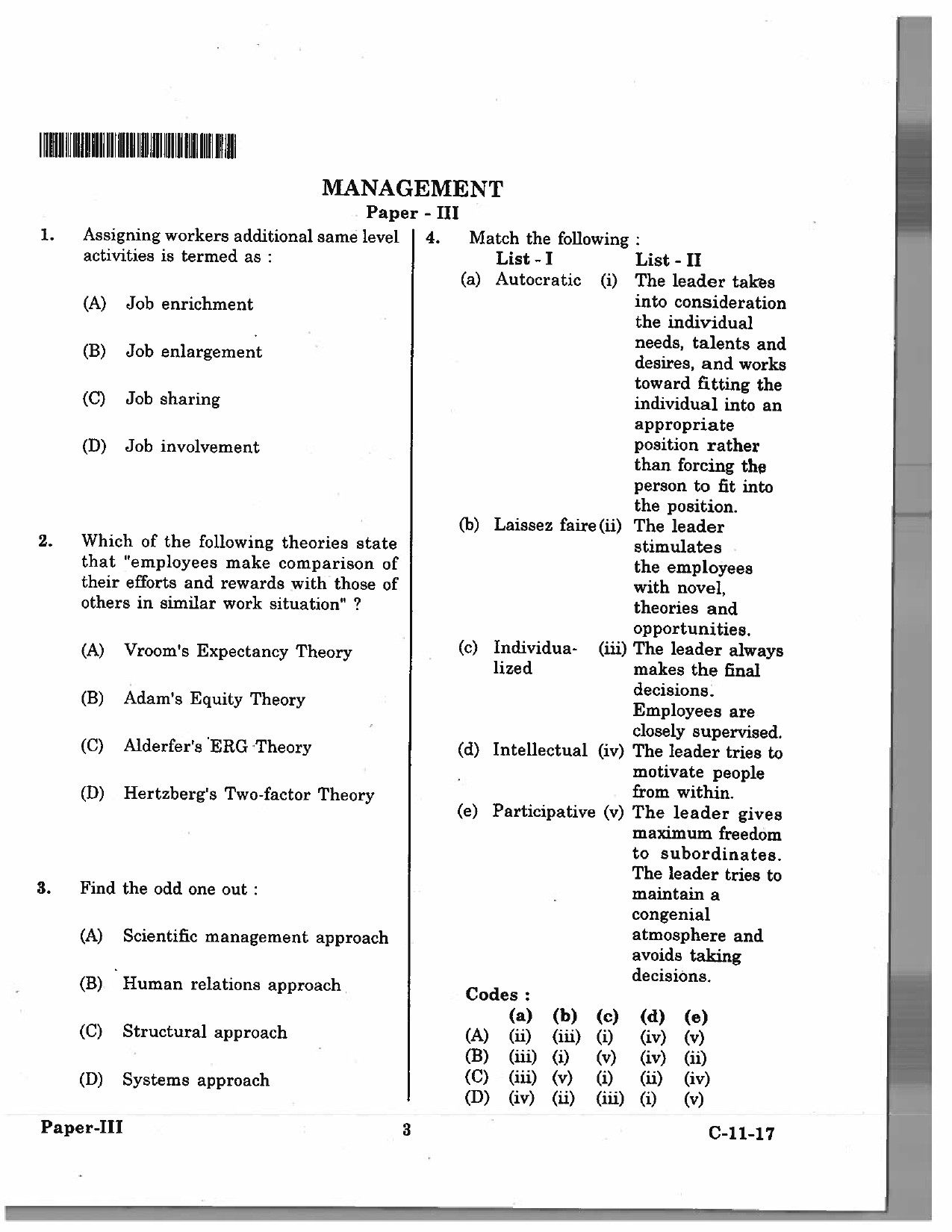 Telangana SET Management 2017 Question Paper III 2