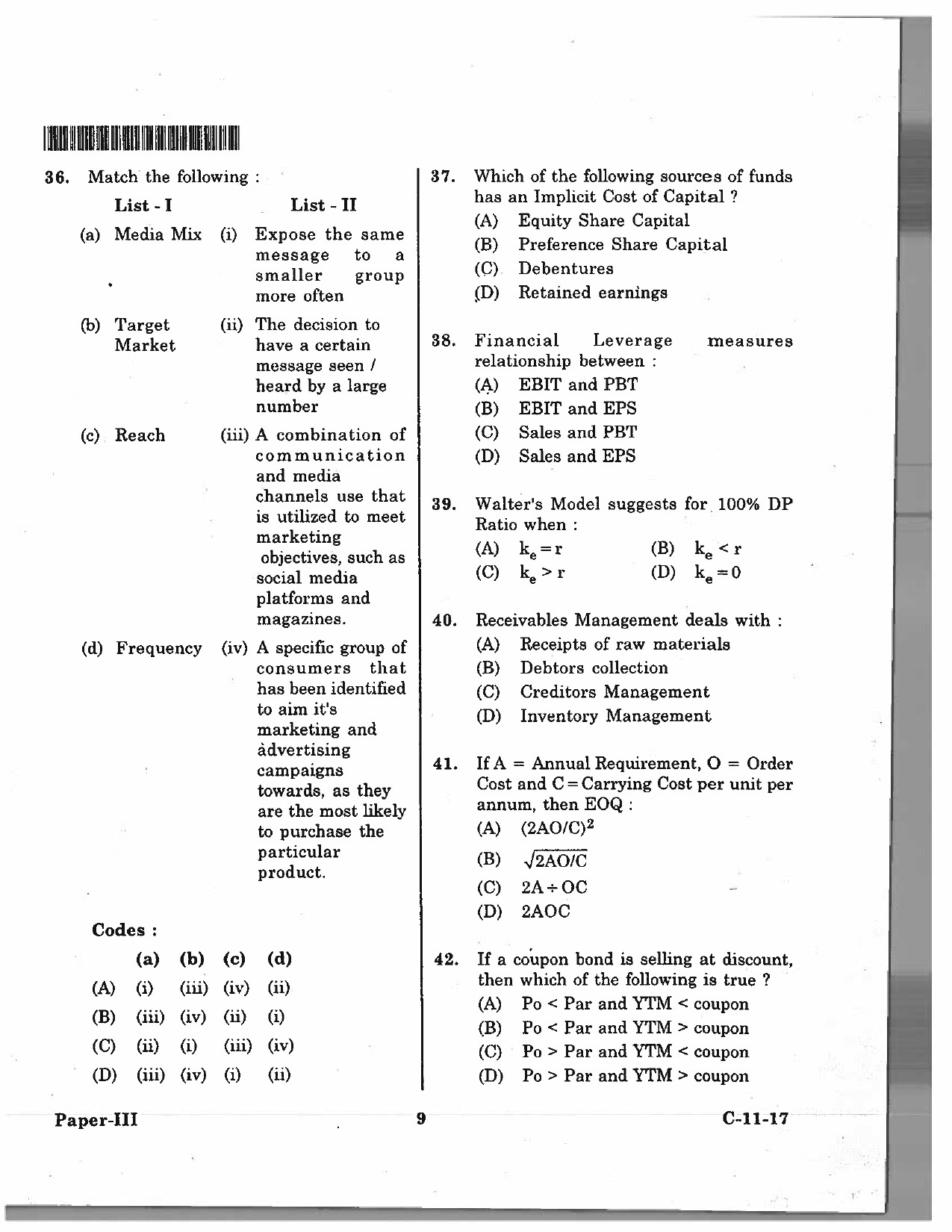 Telangana SET Management 2017 Question Paper III 8