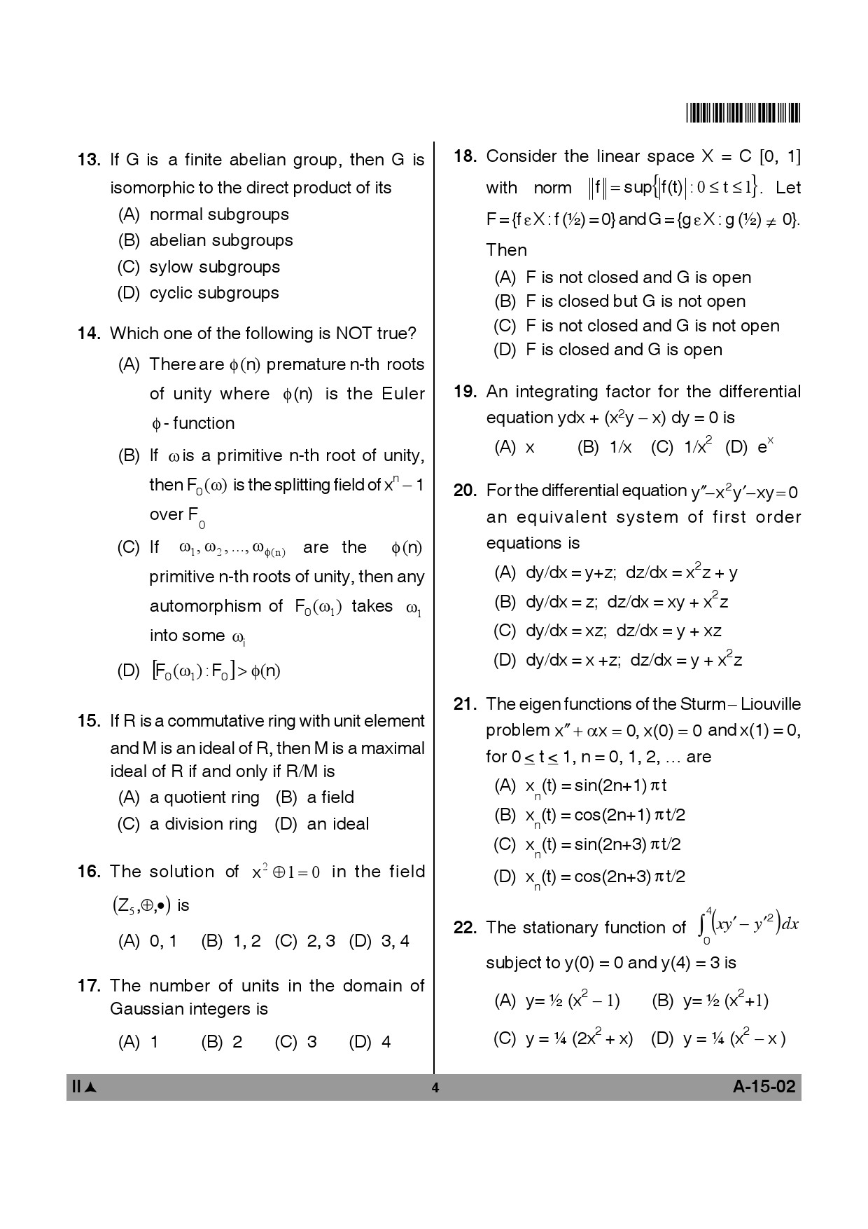 Telangana SET Mathematical Sciences 2012 Question Paper II 3