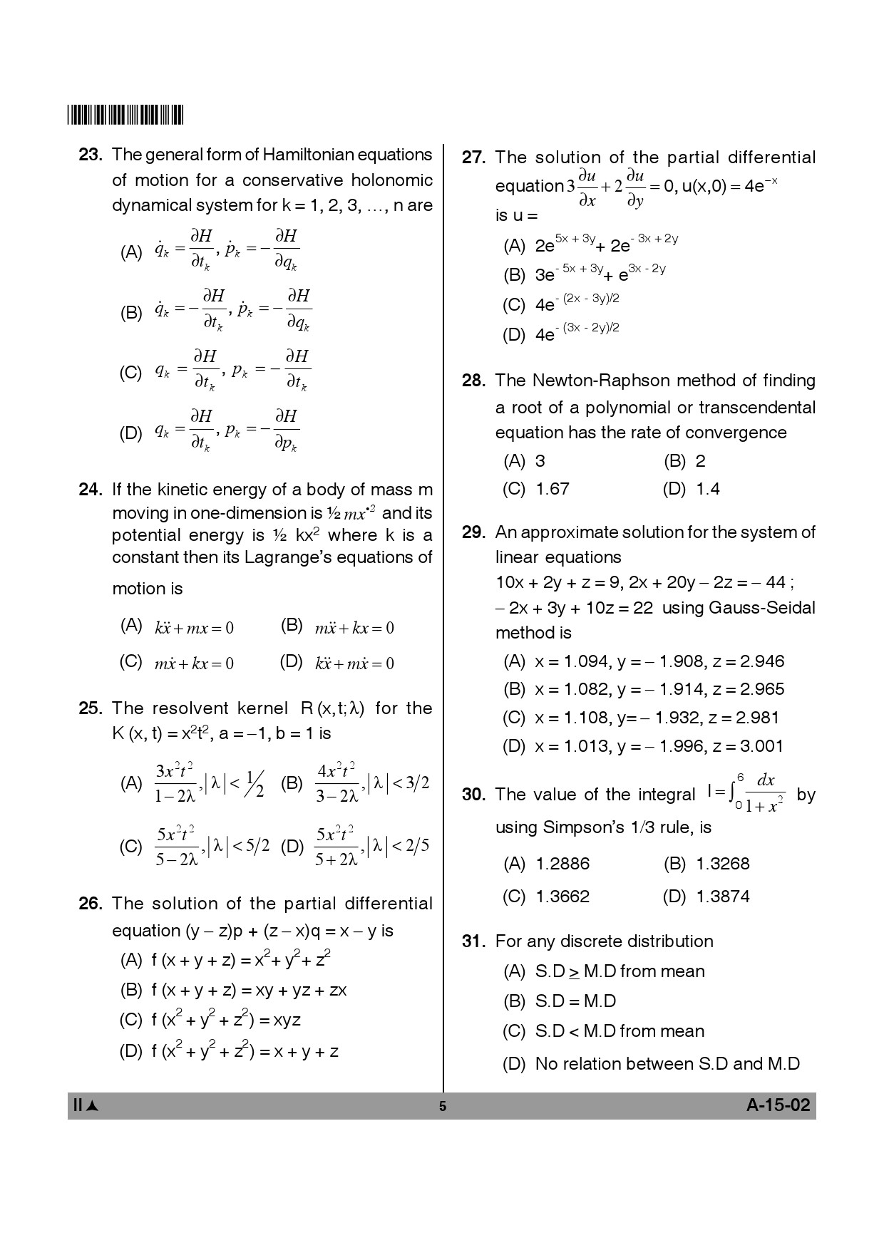 Telangana SET Mathematical Sciences 2012 Question Paper II 4