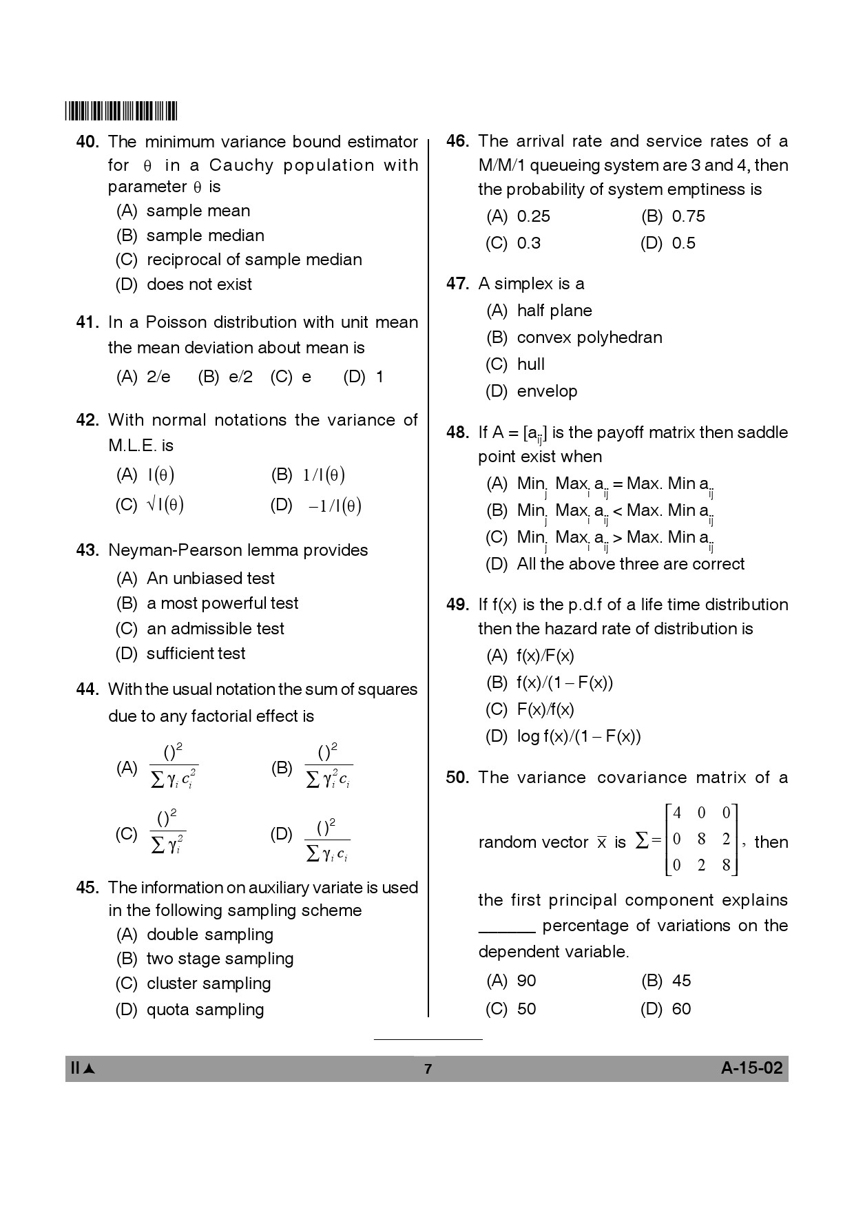 Telangana SET Mathematical Sciences 2012 Question Paper II 6