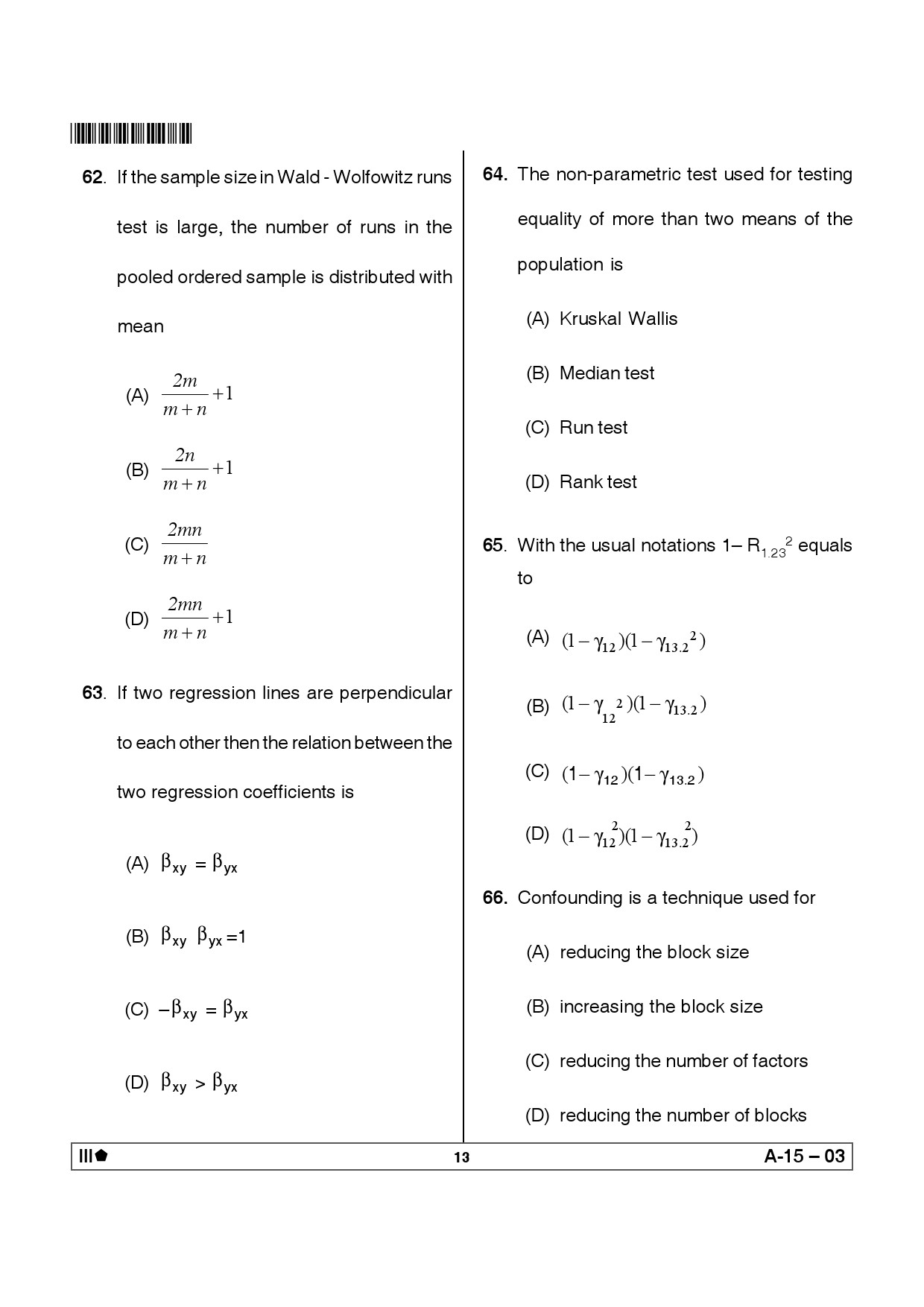 Telangana SET Mathematical Sciences 2012 Question Paper III 12