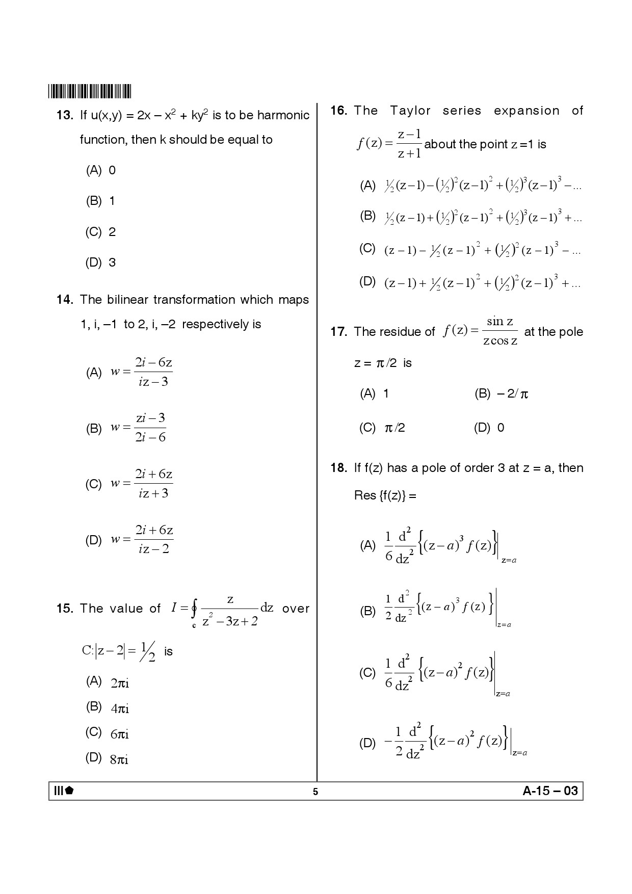 Telangana SET Mathematical Sciences 2012 Question Paper III 4