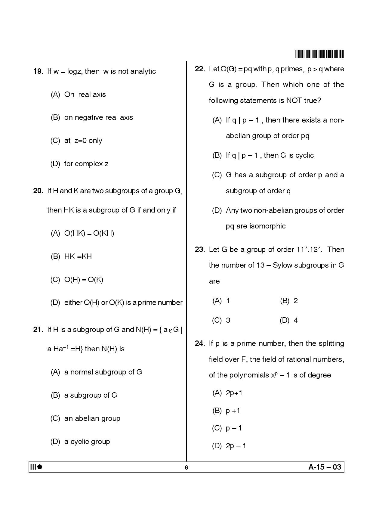 Telangana SET Mathematical Sciences 2012 Question Paper III 5