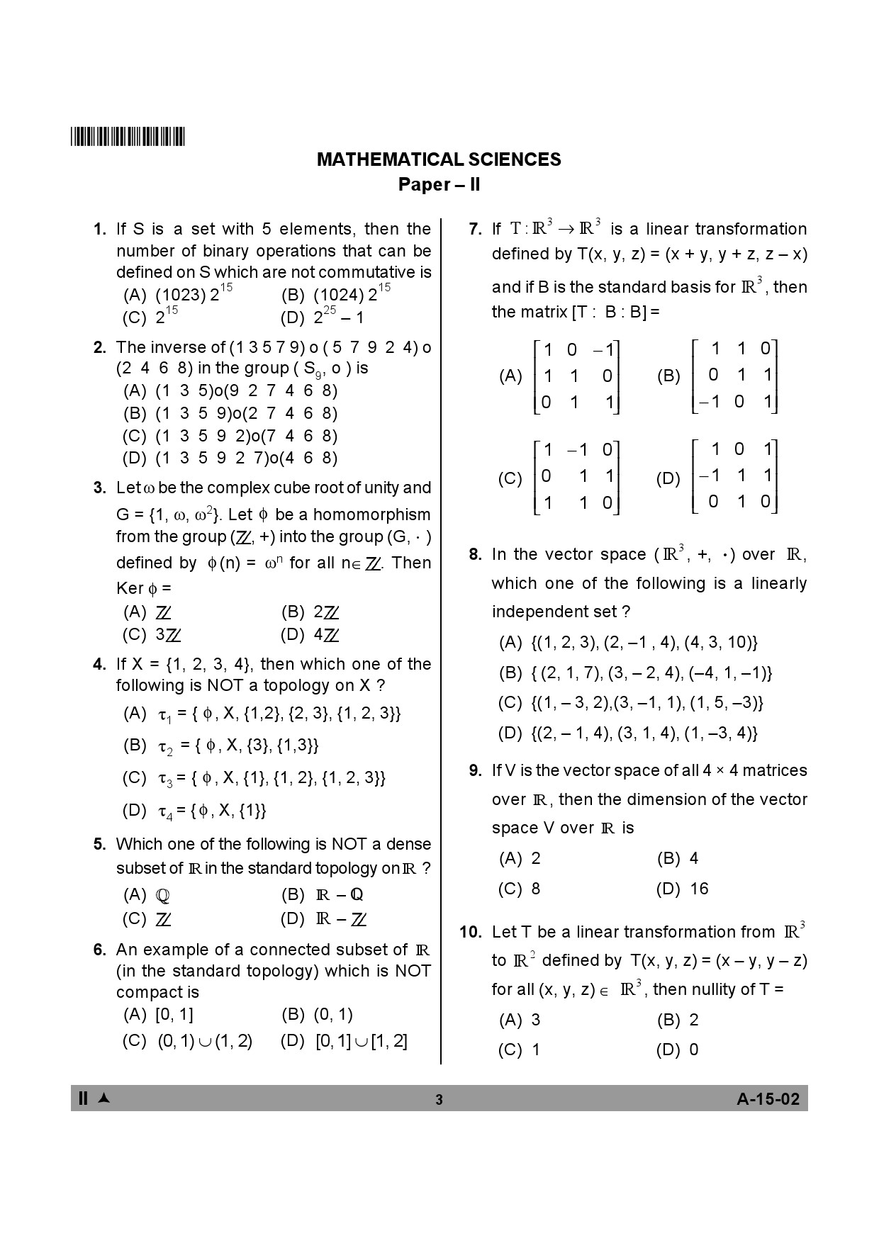 Telangana SET Mathematical Sciences 2013 Question Paper II 2