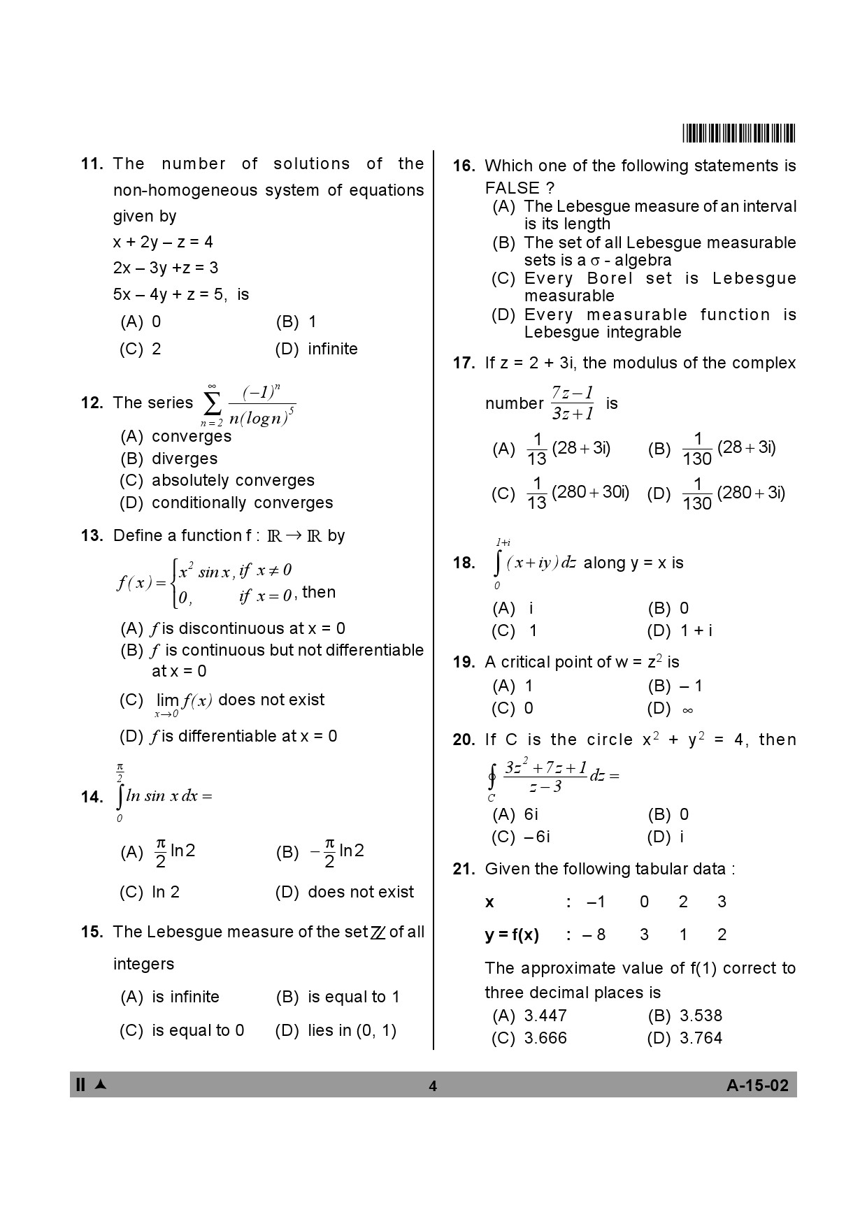 Telangana SET Mathematical Sciences 2013 Question Paper II 3