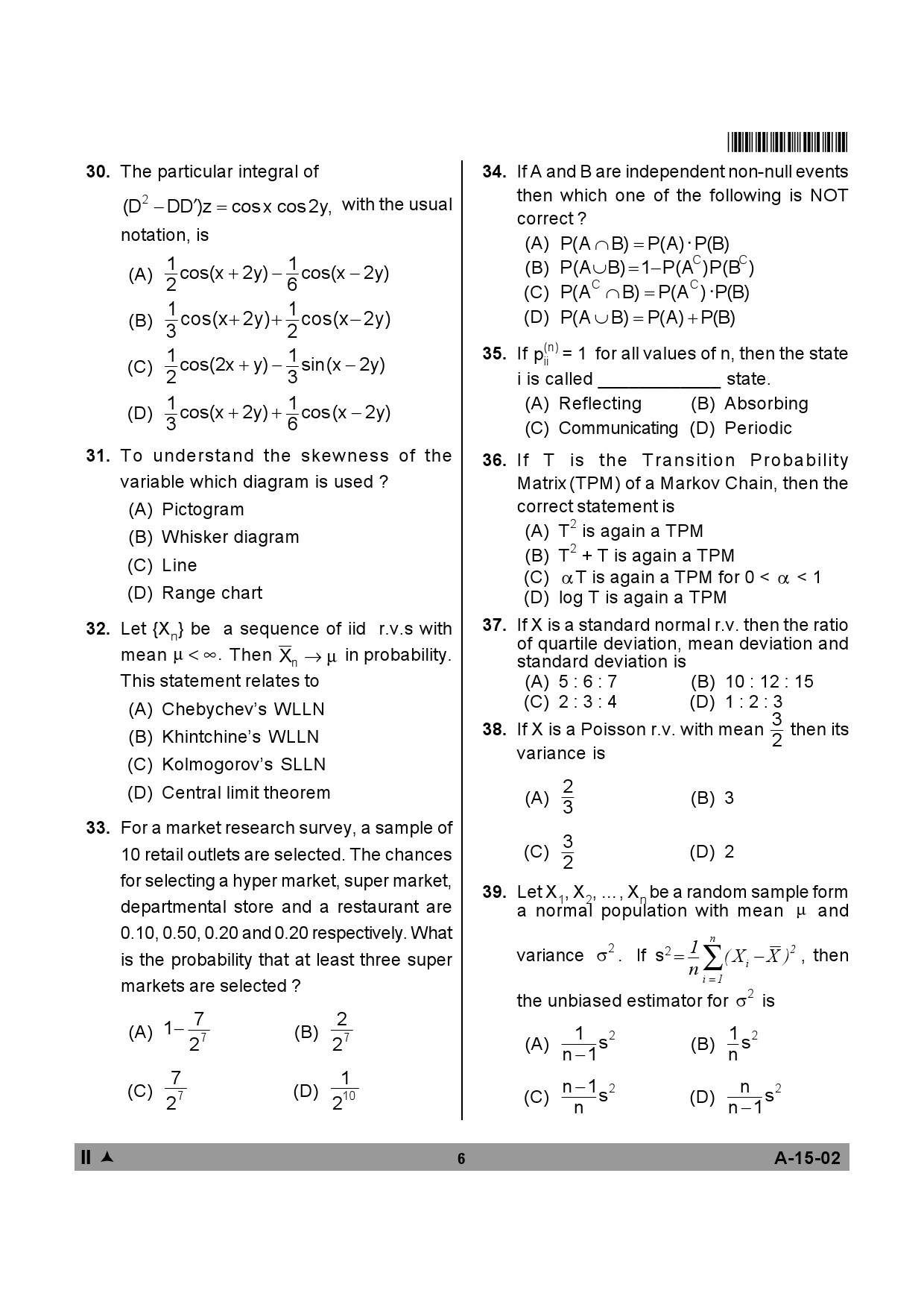 Telangana SET Mathematical Sciences 2013 Question Paper II 5