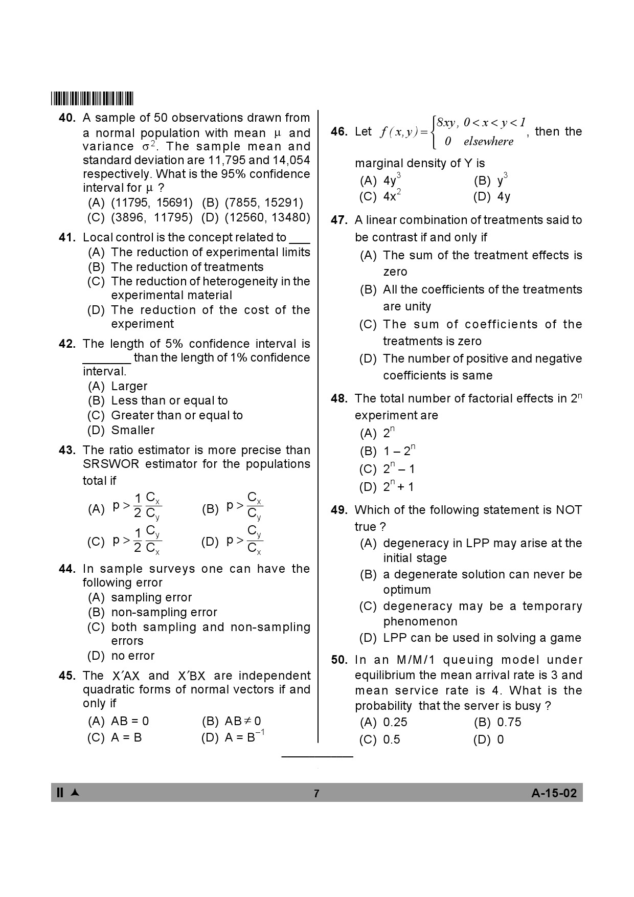 Telangana SET Mathematical Sciences 2013 Question Paper II 6