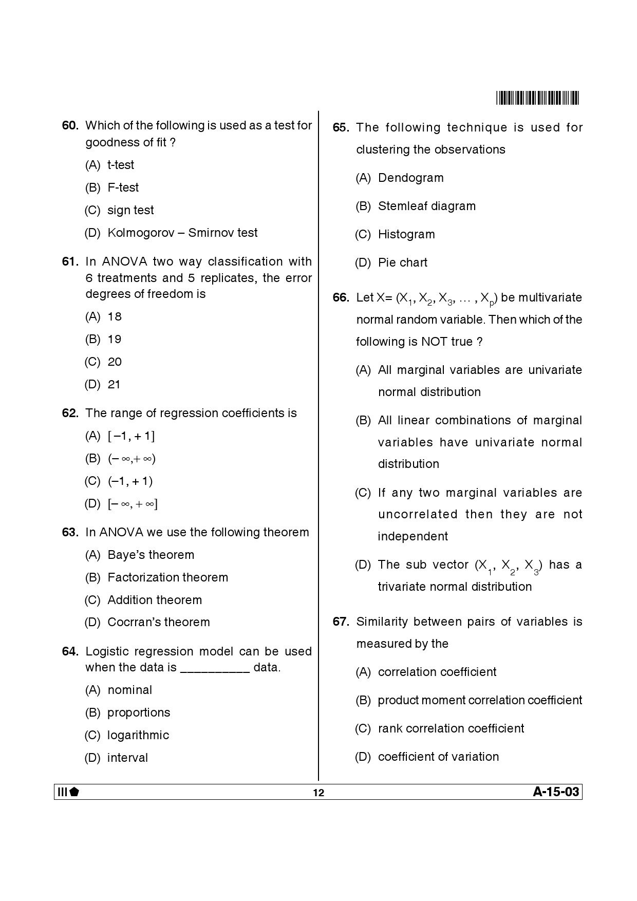 Telangana SET Mathematical Sciences 2013 Question Paper III 11