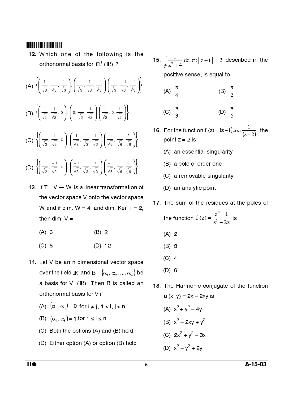 Telangana SET Mathematical Sciences 2013 Question Paper III 4