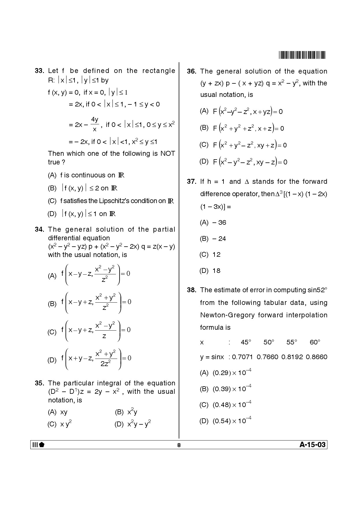 Telangana SET Mathematical Sciences 2013 Question Paper III 7