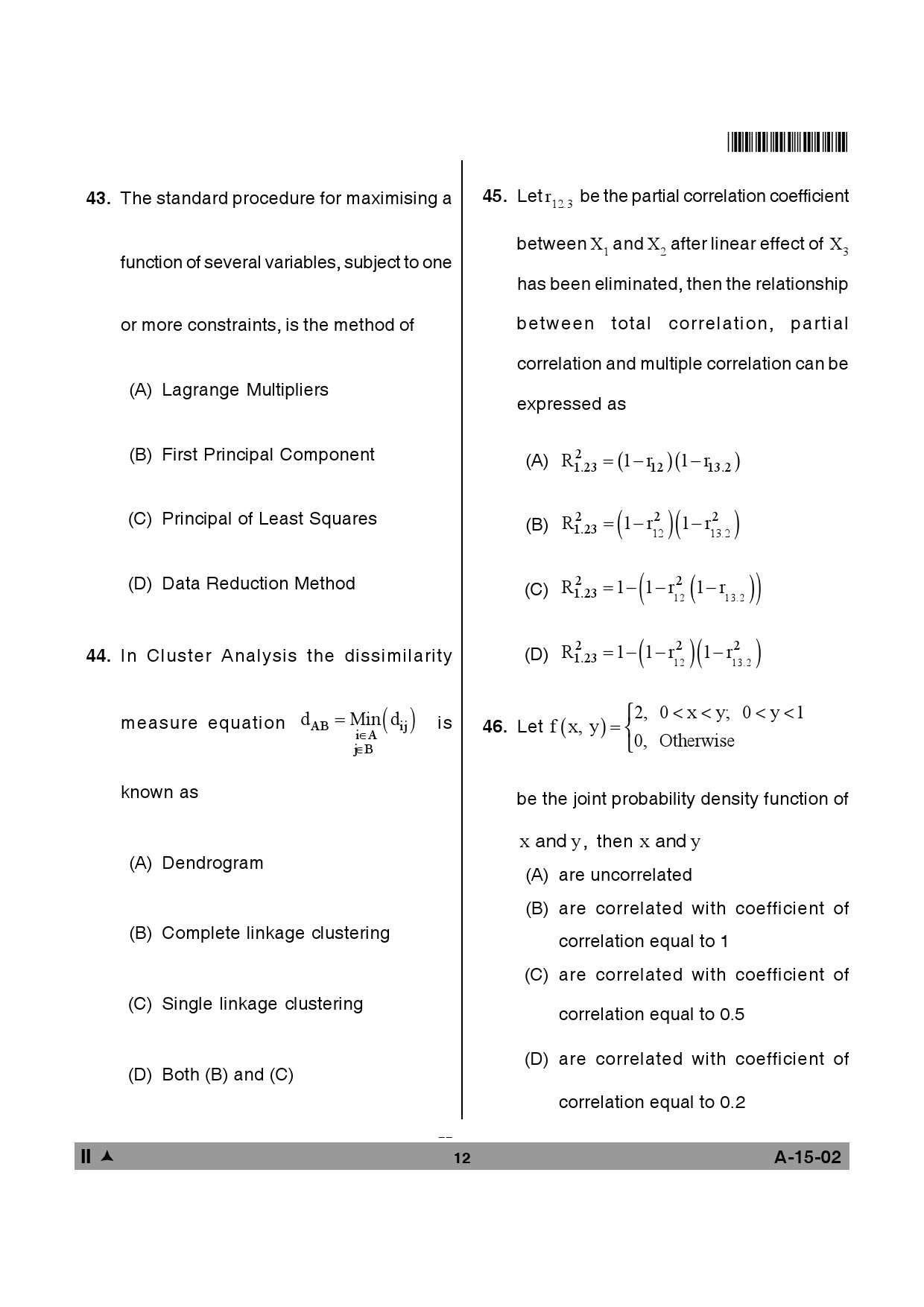 Telangana SET Mathematical Sciences 2014 Question Paper II 11