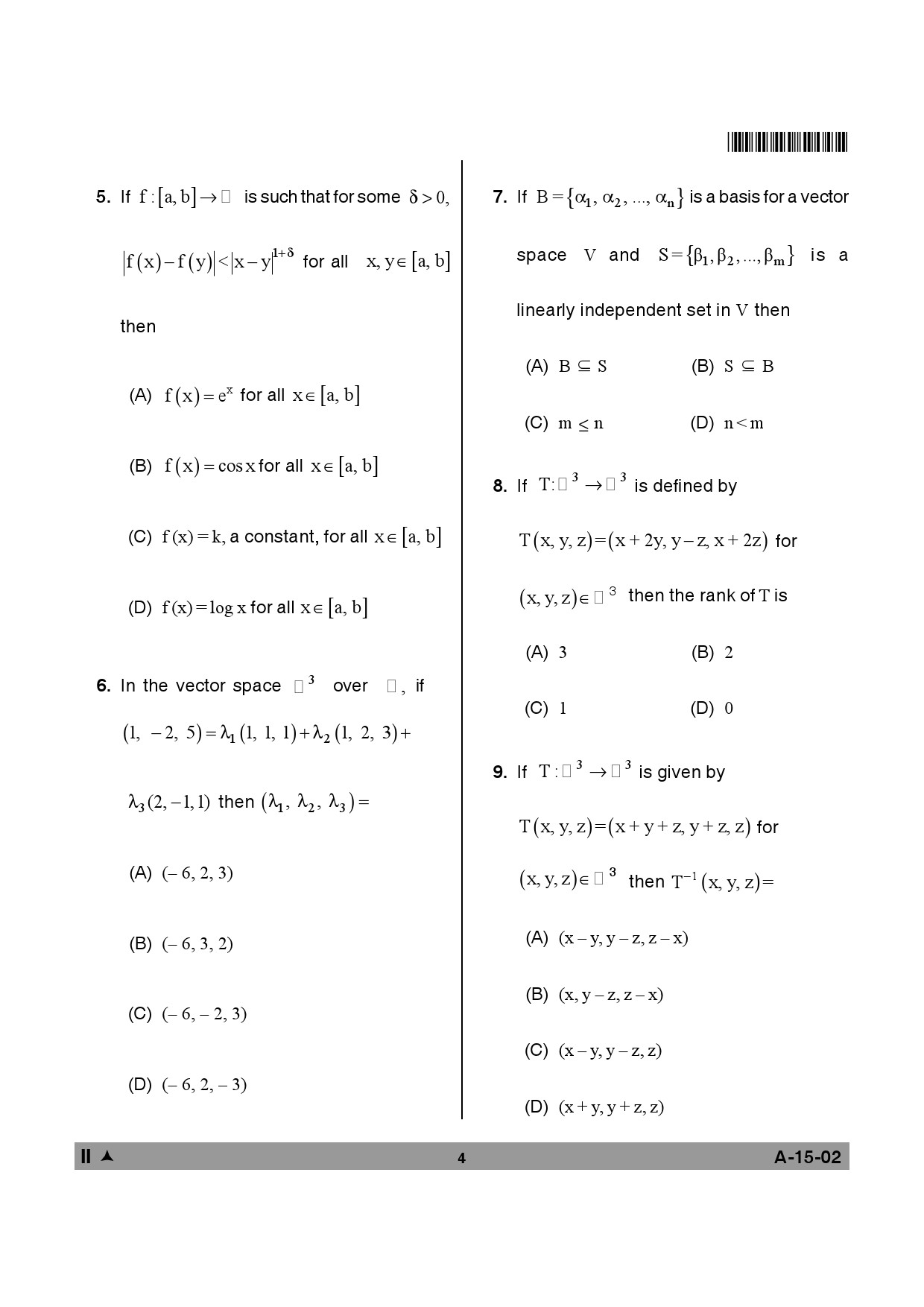 Telangana SET Mathematical Sciences 2014 Question Paper II 3