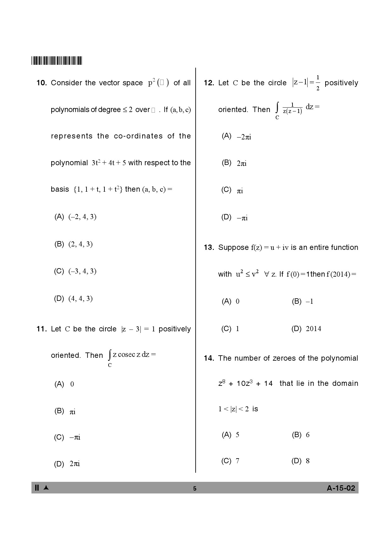 Telangana SET Mathematical Sciences 2014 Question Paper II 4