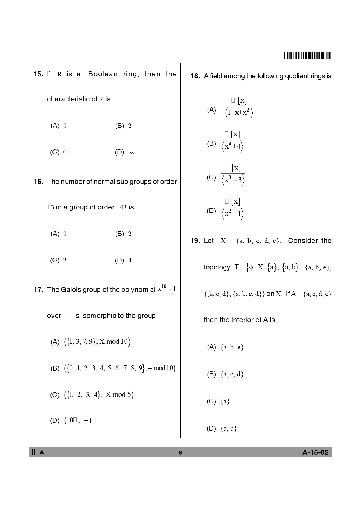 Telangana SET Mathematical Sciences 2014 Question Paper II 5