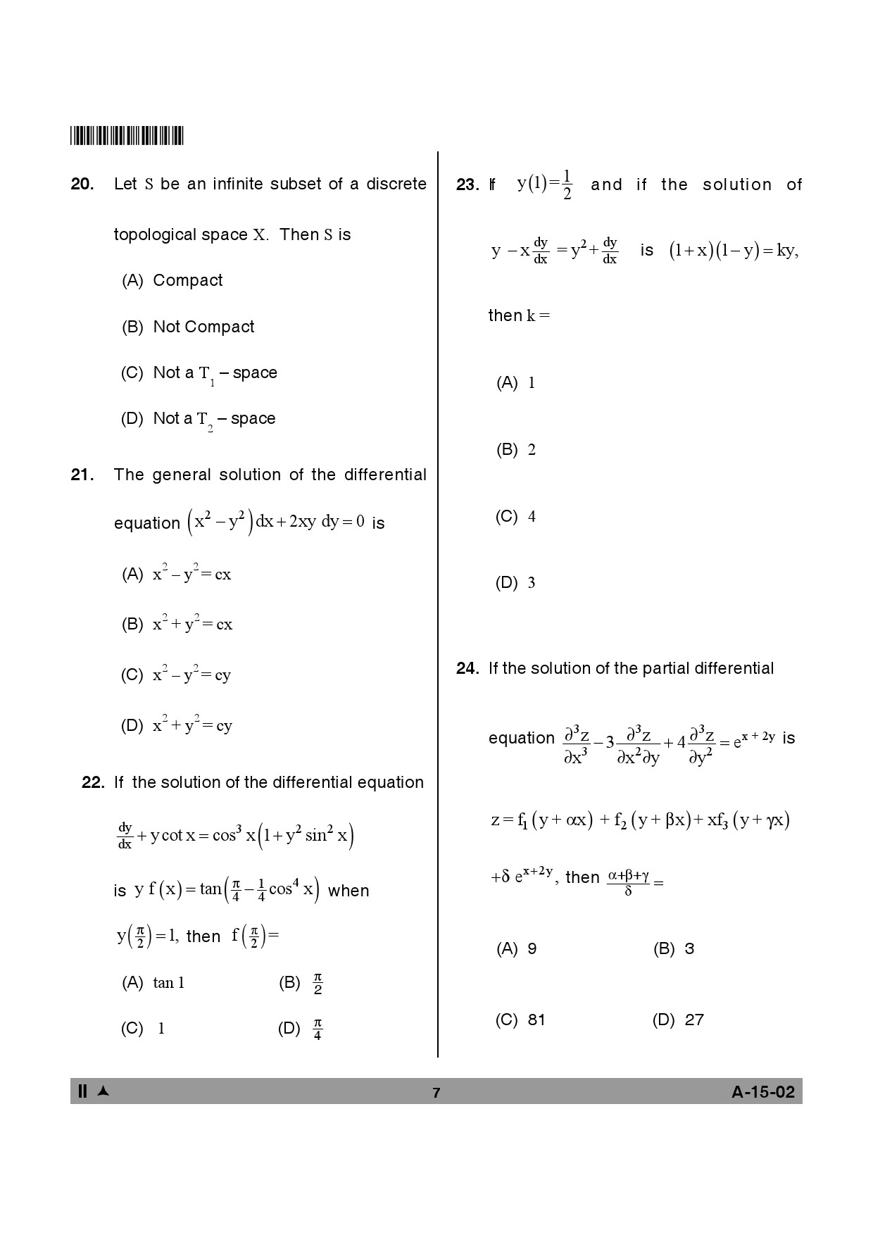 Telangana SET Mathematical Sciences 2014 Question Paper II 6