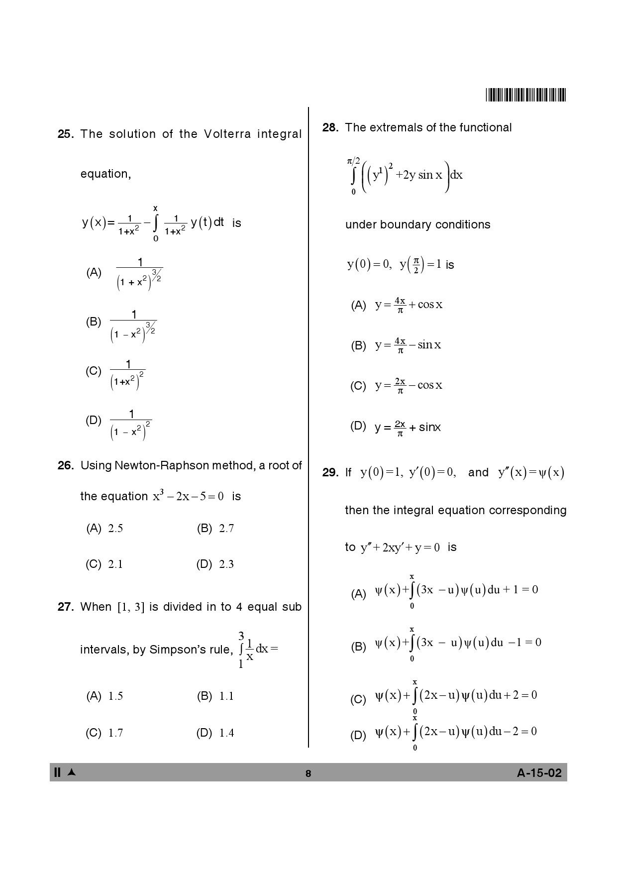 Telangana SET Mathematical Sciences 2014 Question Paper II 7