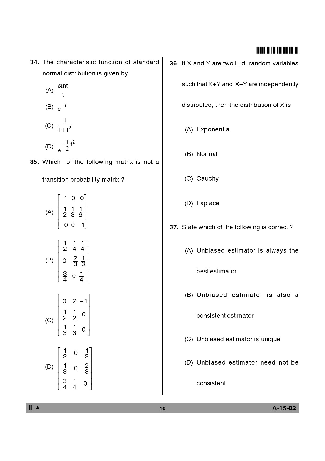 Telangana SET Mathematical Sciences 2014 Question Paper II 9