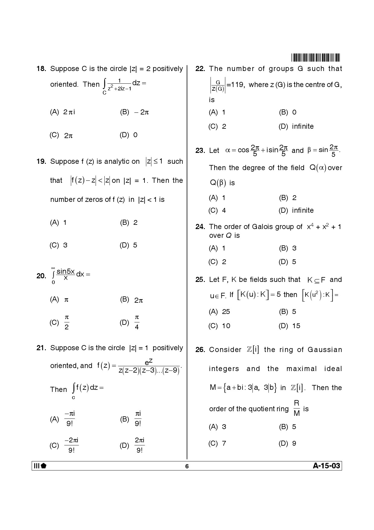 Telangana SET Mathematical Sciences 2014 Question Paper III 5