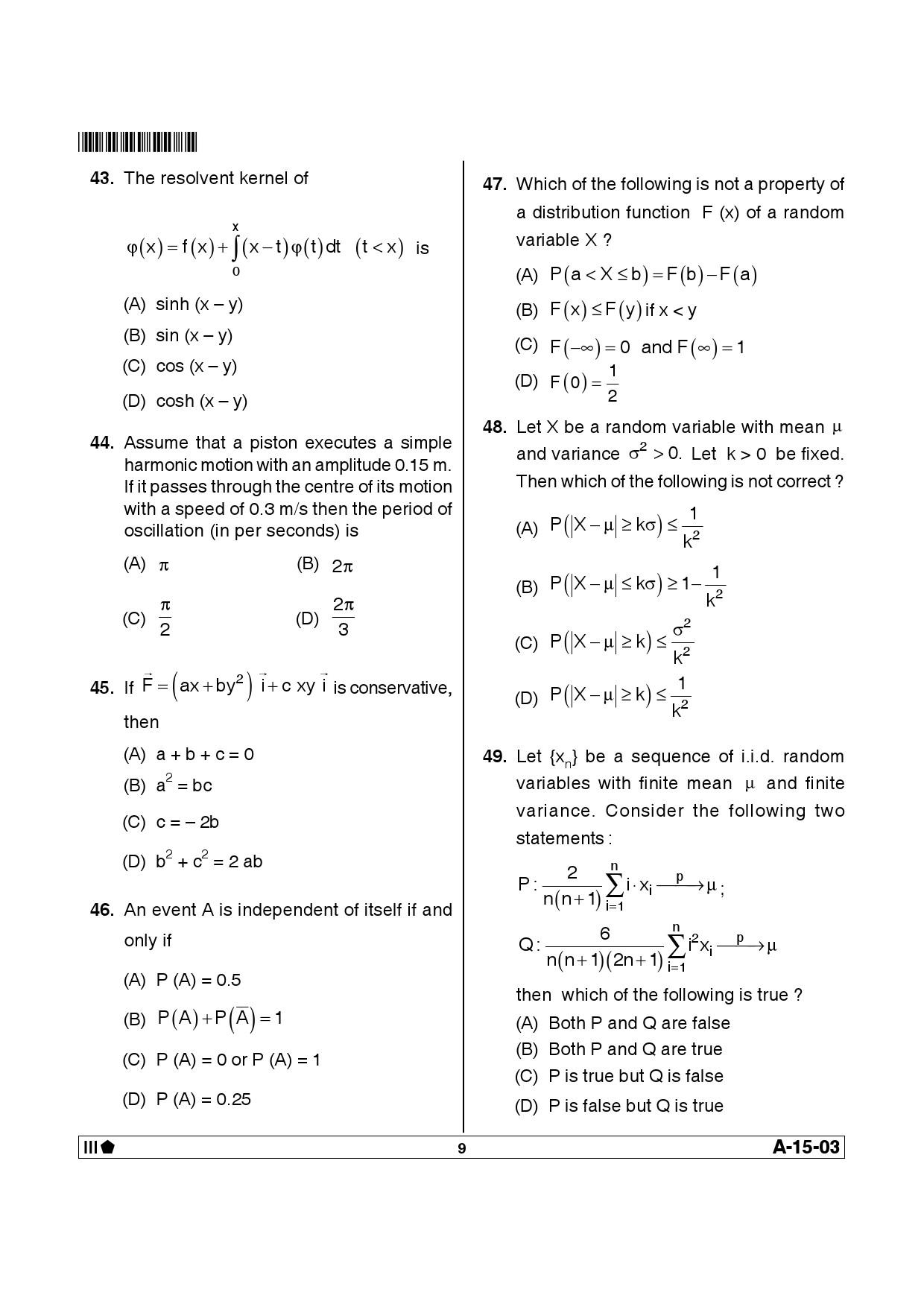 Telangana SET Mathematical Sciences 2014 Question Paper III 8