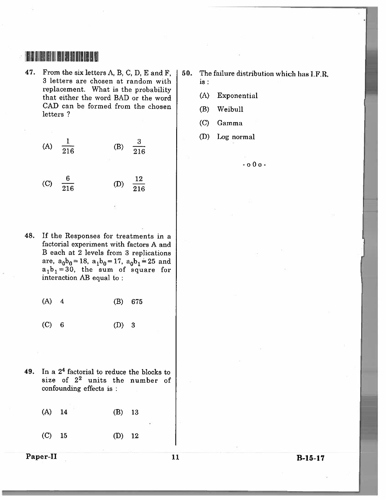 Telangana SET Mathematical Sciences 2017 Question Paper II 10