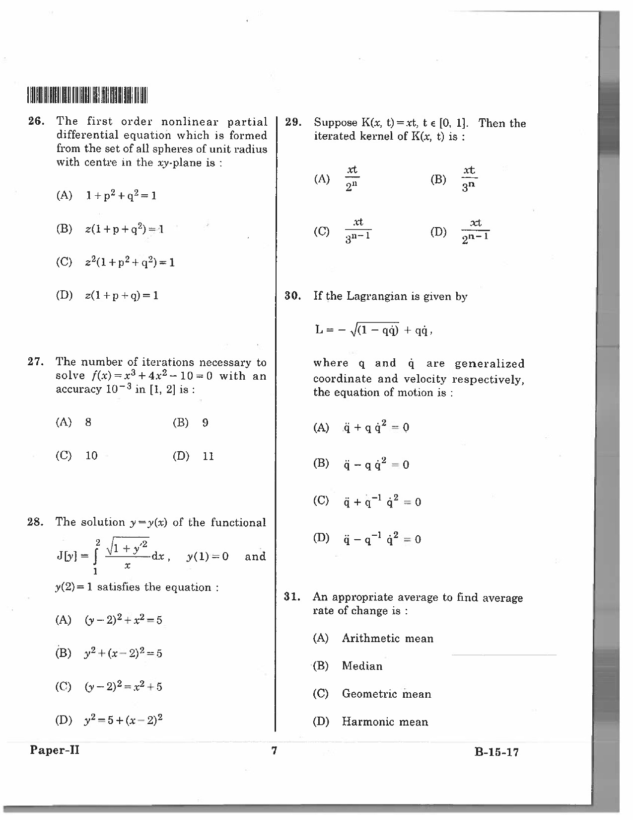 Telangana SET Mathematical Sciences 2017 Question Paper II 6