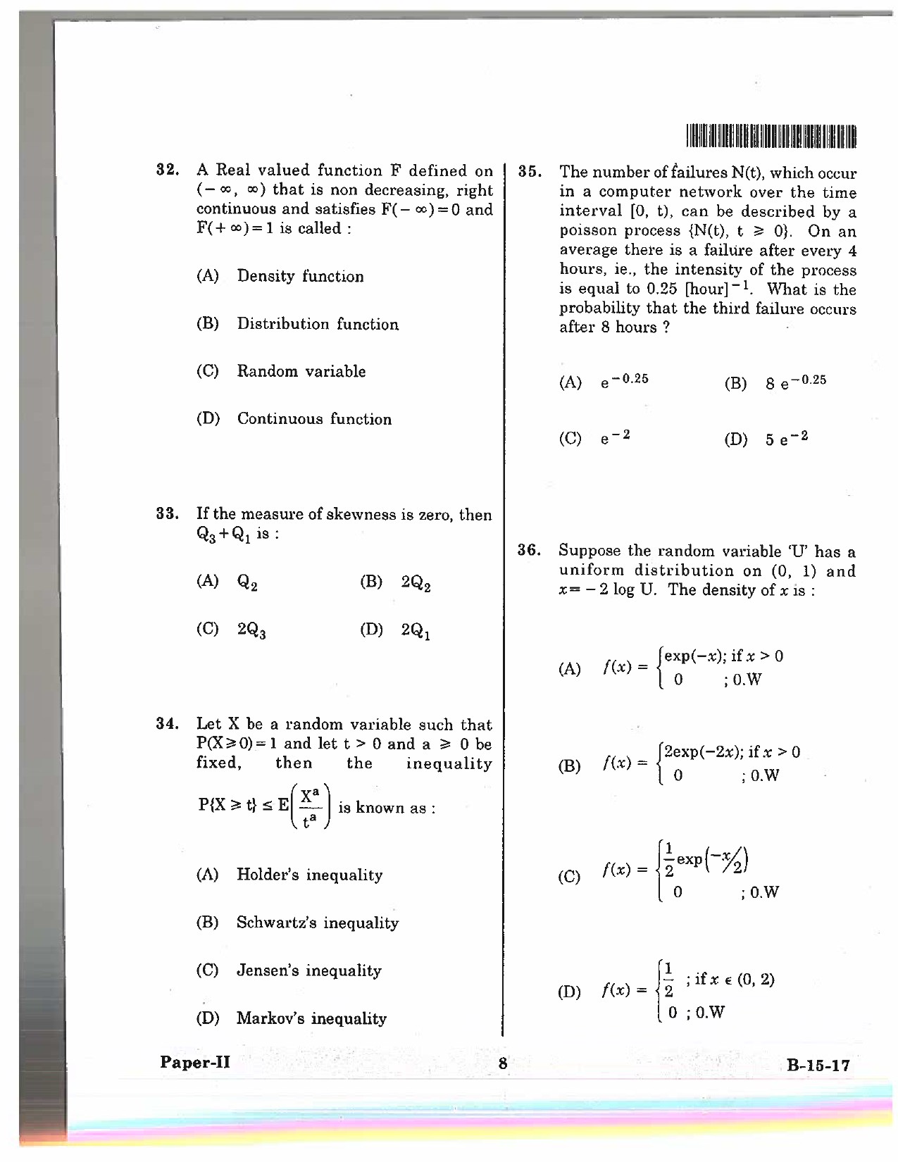 Telangana SET Mathematical Sciences 2017 Question Paper II 7