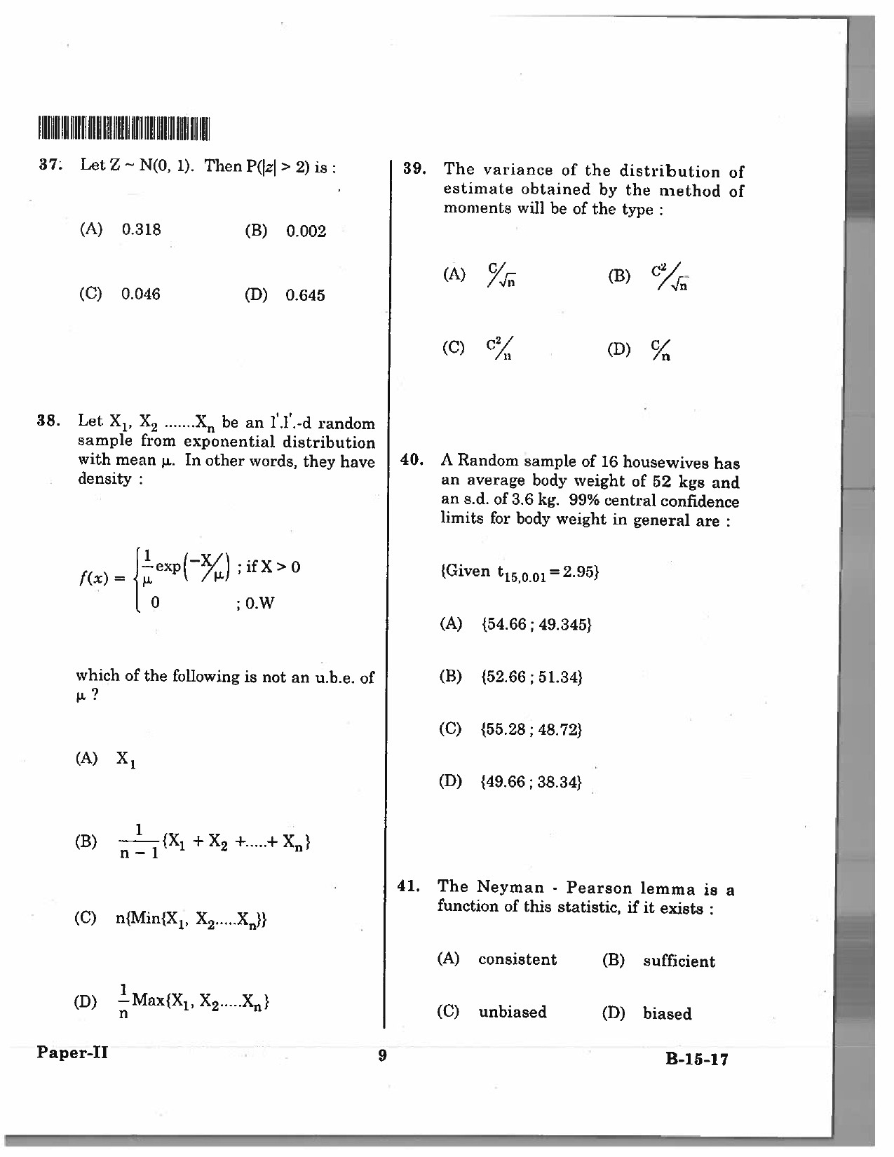 Telangana SET Mathematical Sciences 2017 Question Paper II 8