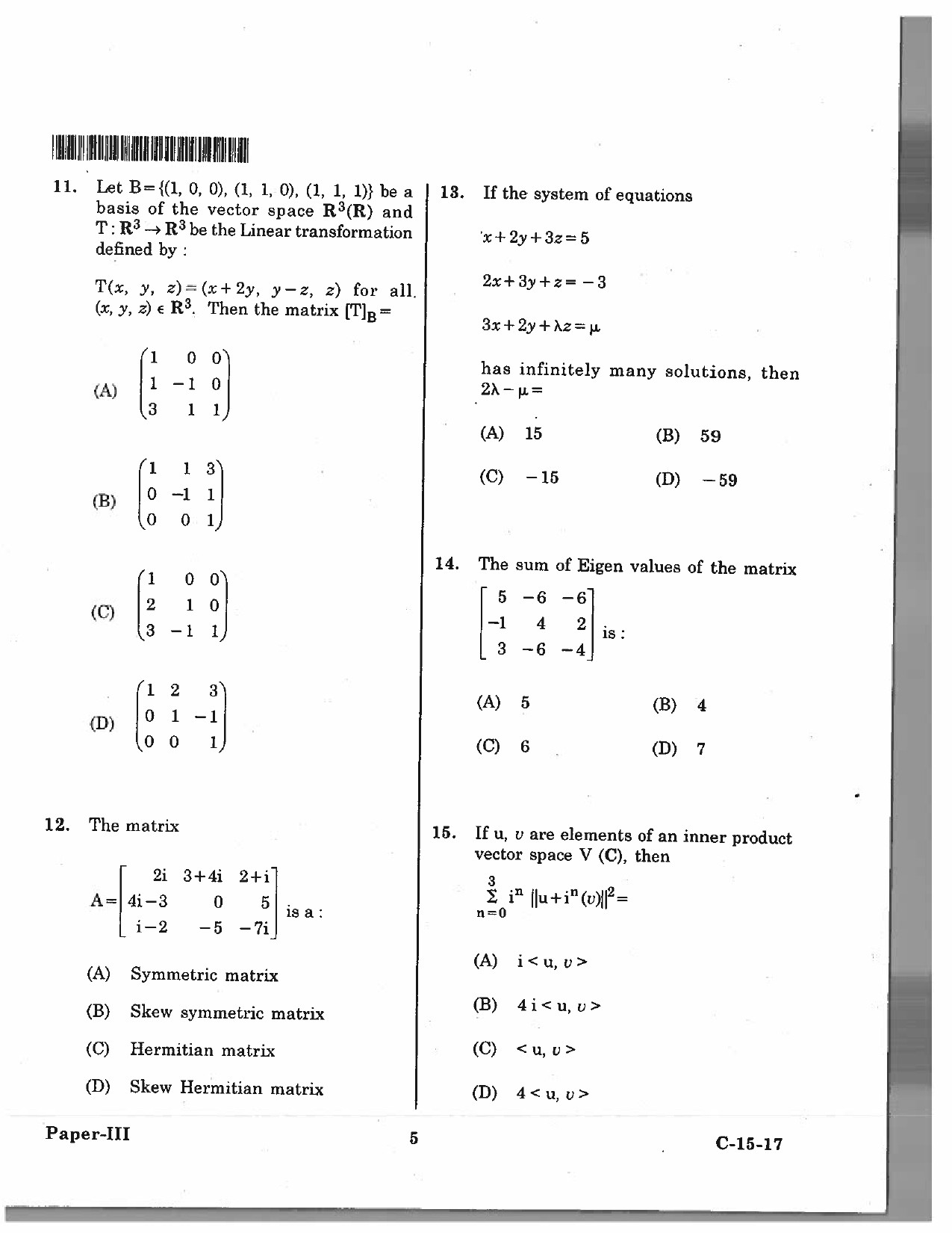 Telangana SET Mathematical Sciences 2017 Question Paper III 4