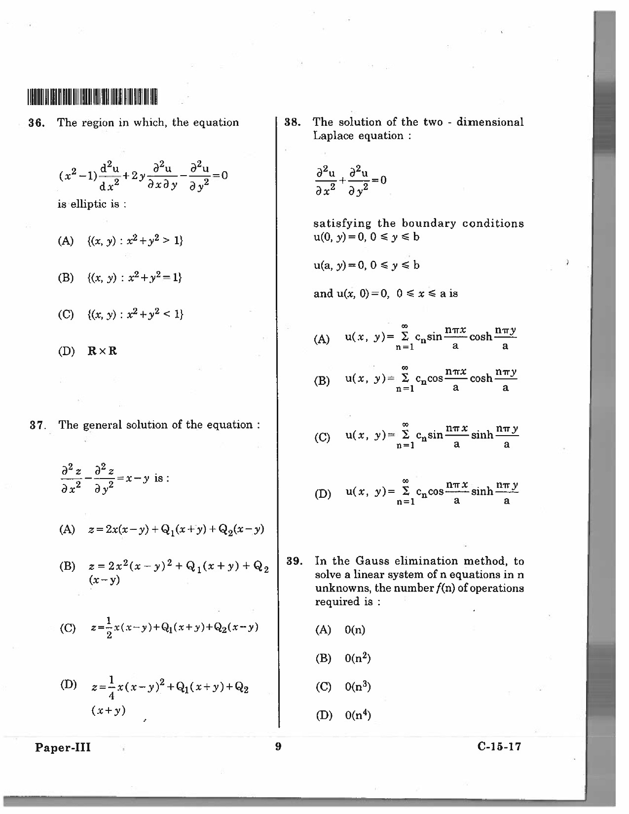 Telangana SET Mathematical Sciences 2017 Question Paper III 8