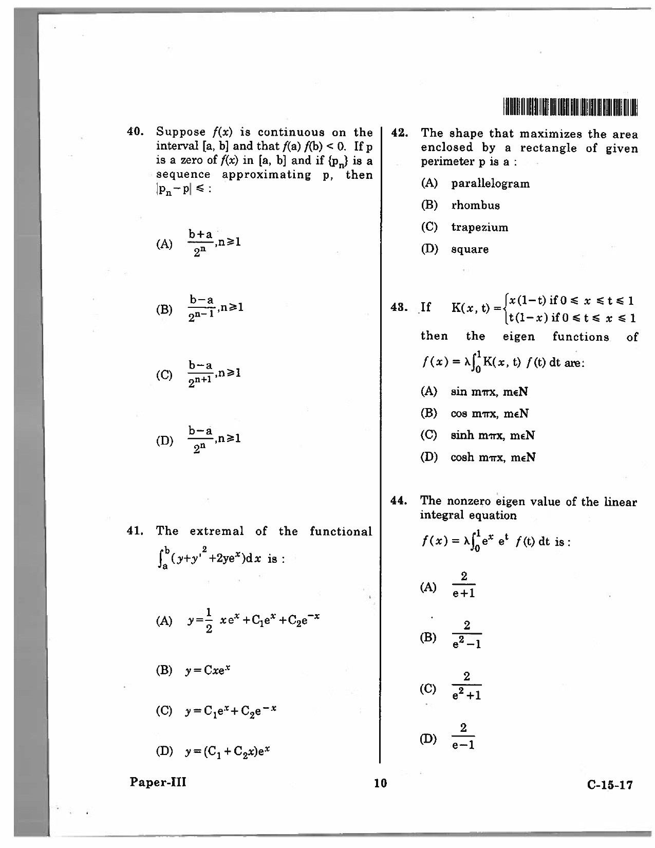 Telangana SET Mathematical Sciences 2017 Question Paper III 9