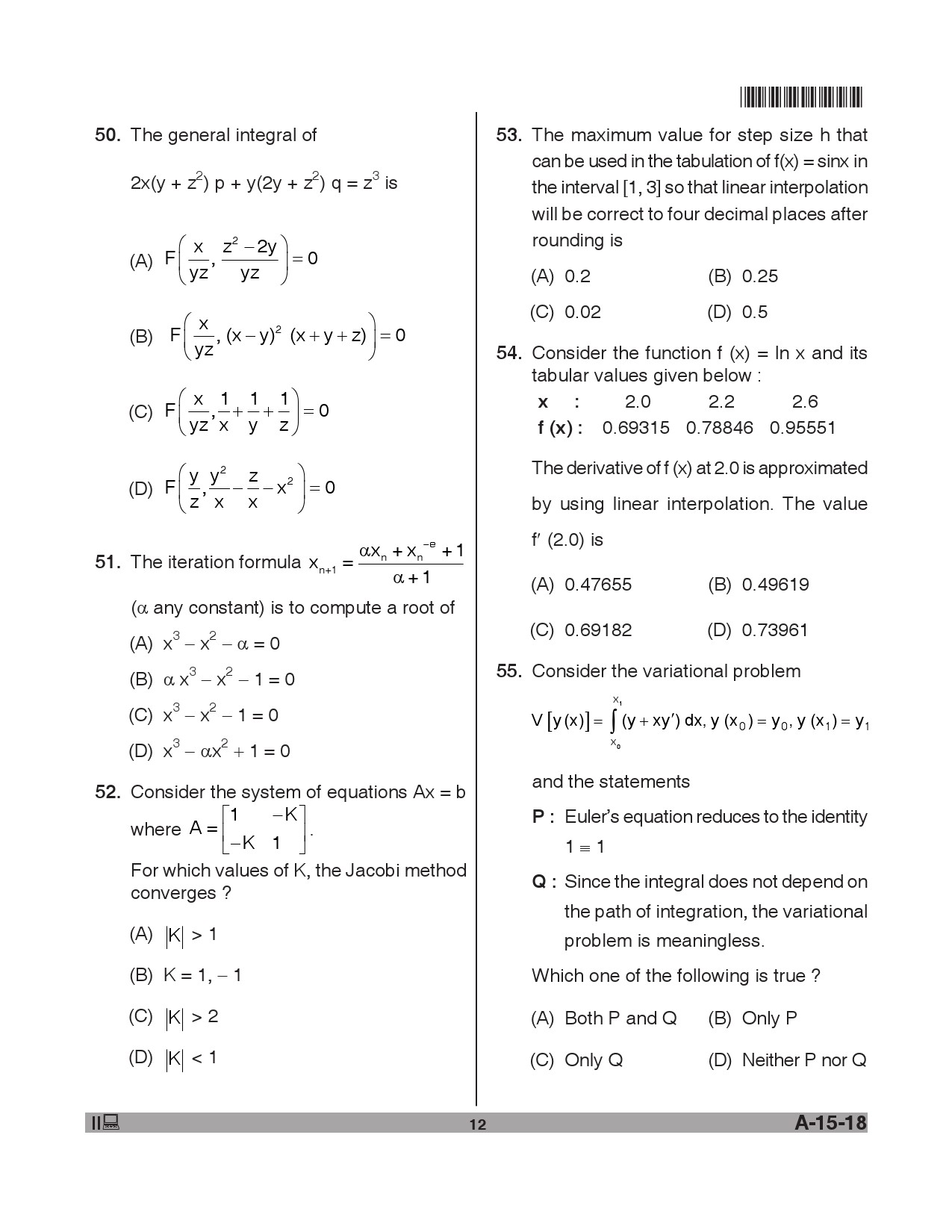 Telangana SET Mathematical Sciences 2018 Question Paper II 11