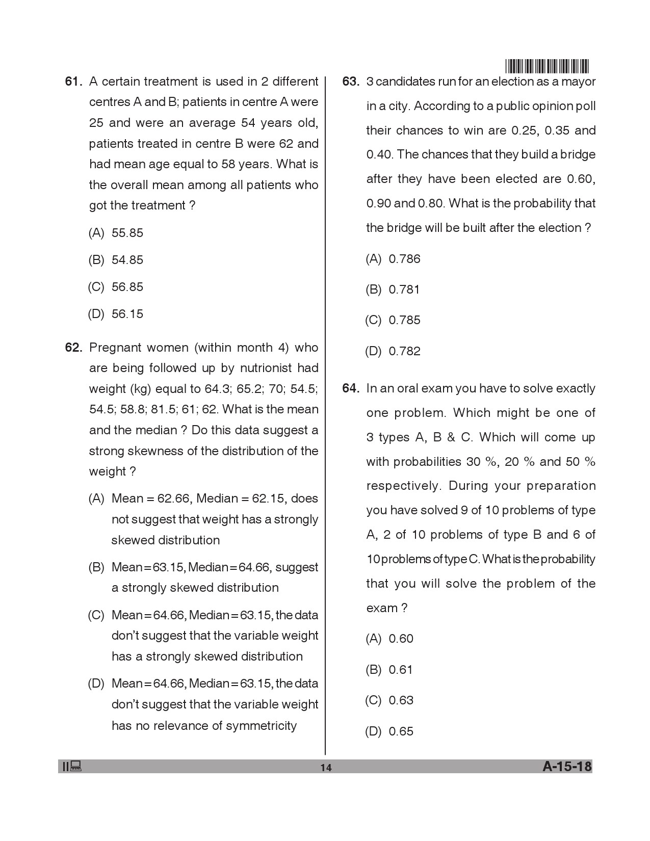 Telangana SET Mathematical Sciences 2018 Question Paper II 13