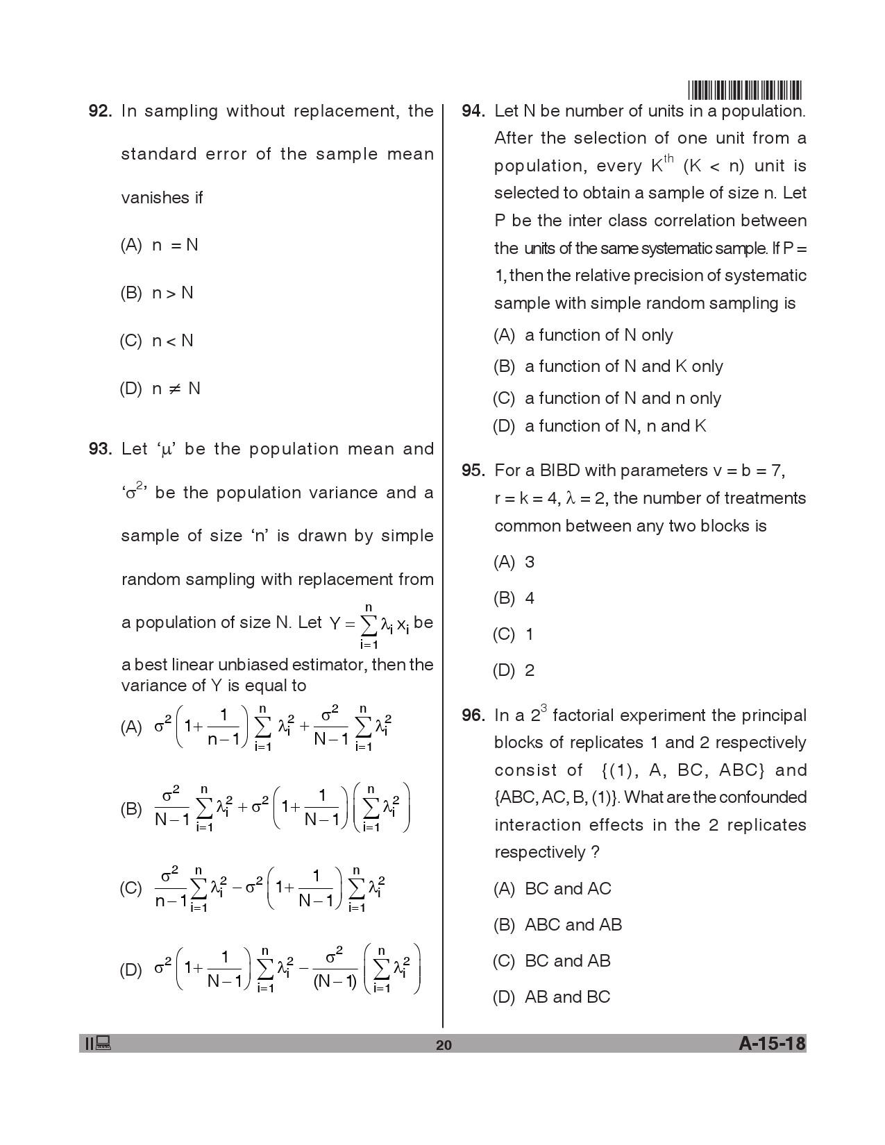 Telangana SET Mathematical Sciences 2018 Question Paper II 19