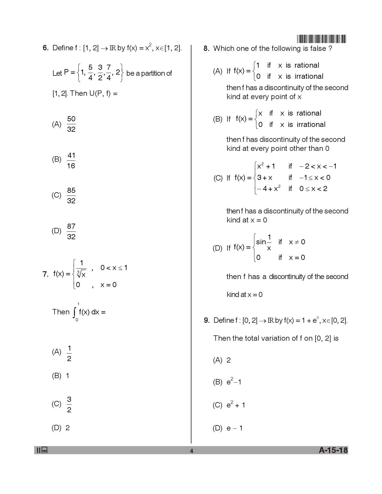 Telangana SET Mathematical Sciences 2018 Question Paper II 3