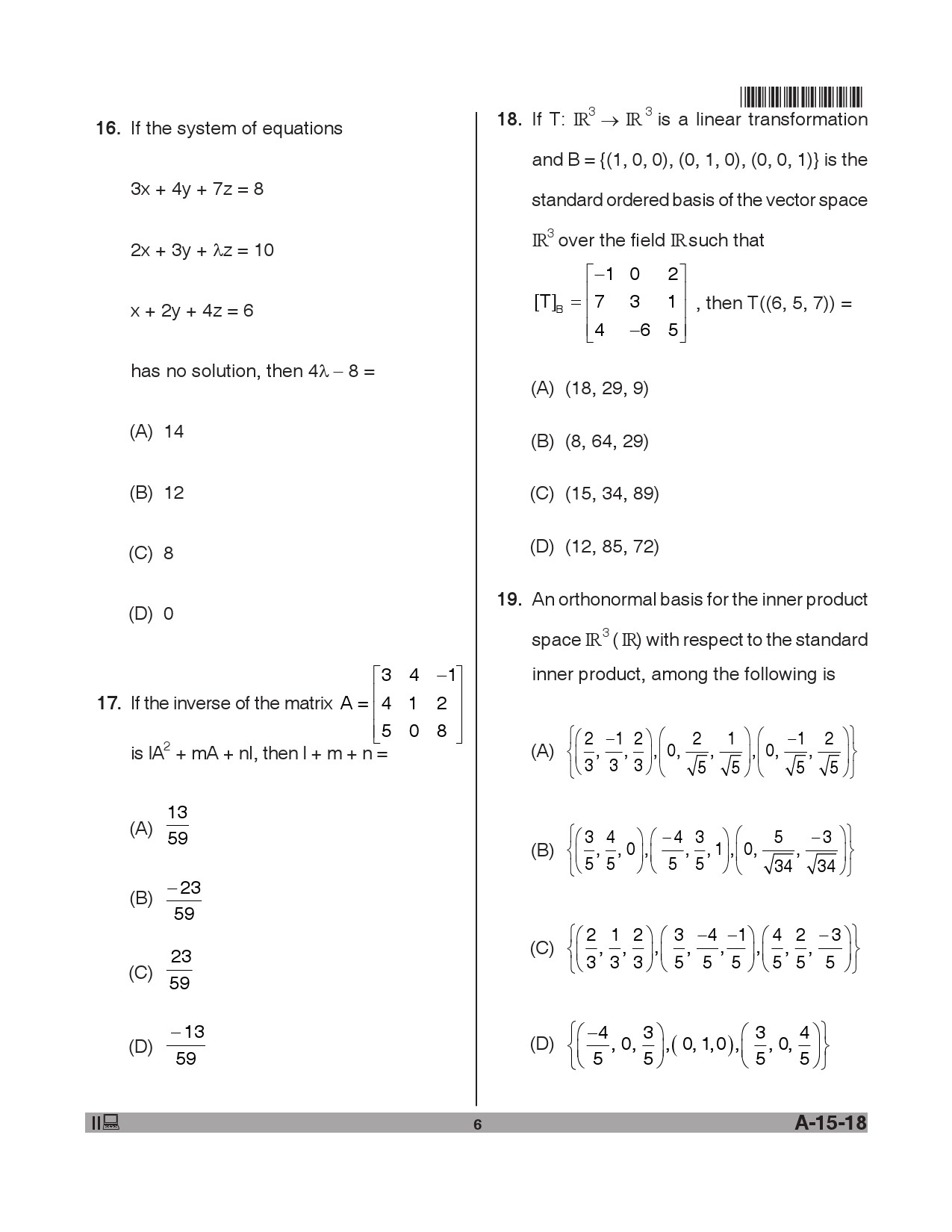 Telangana SET Mathematical Sciences 2018 Question Paper II 5