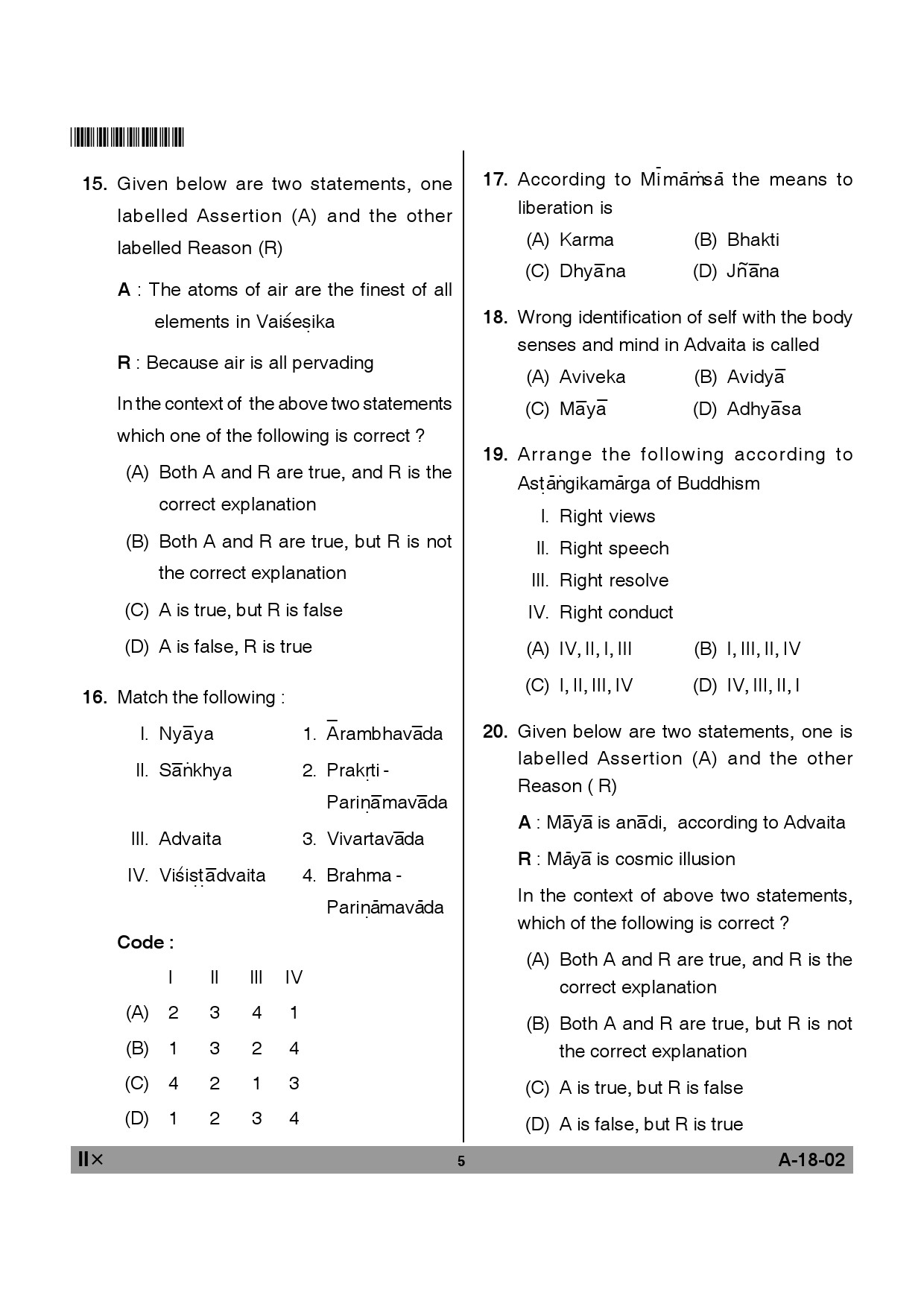 Telangana SET Philosophy 2012 Question Paper II 4