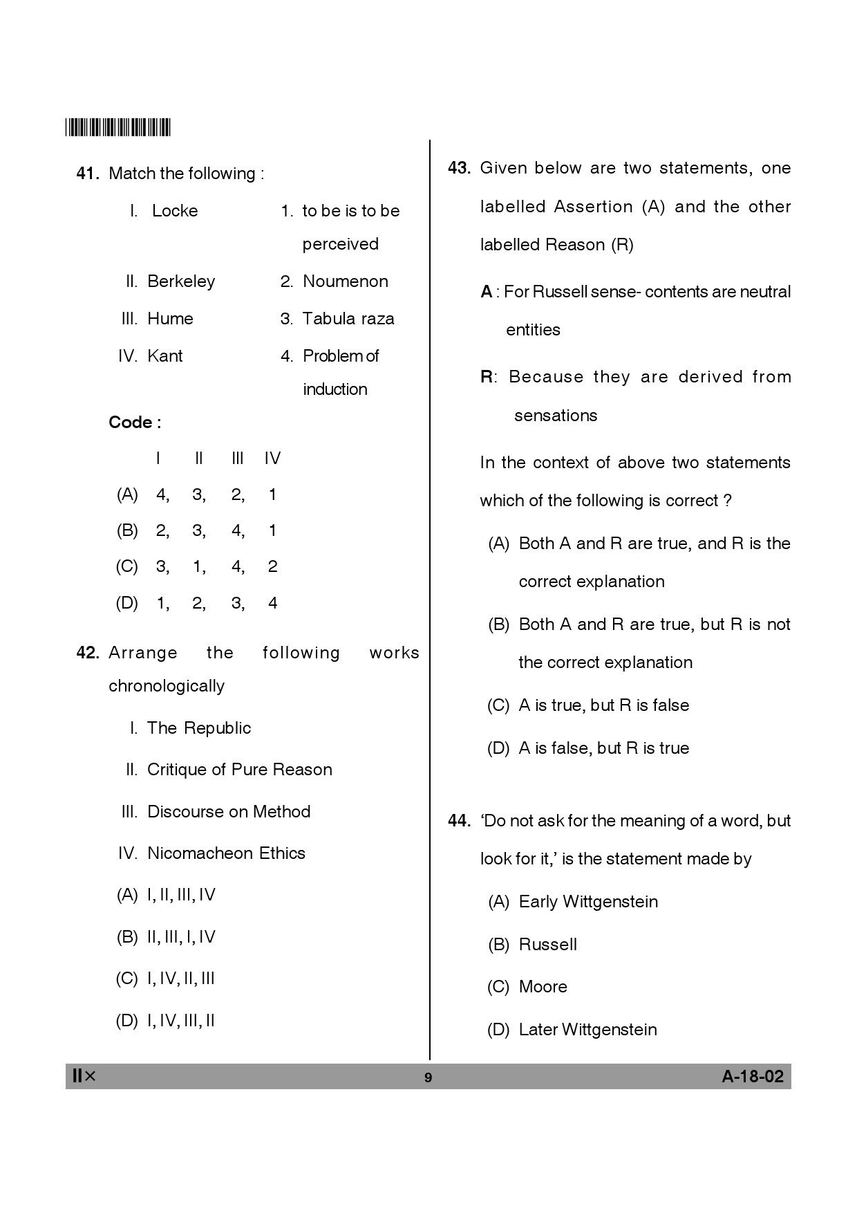 Telangana SET Philosophy 2012 Question Paper II 8