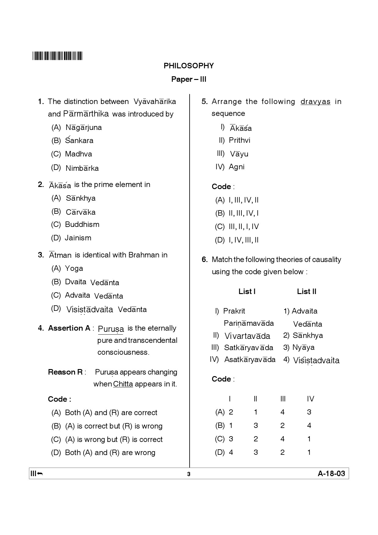 Telangana SET Philosophy 2012 Question Paper III 2