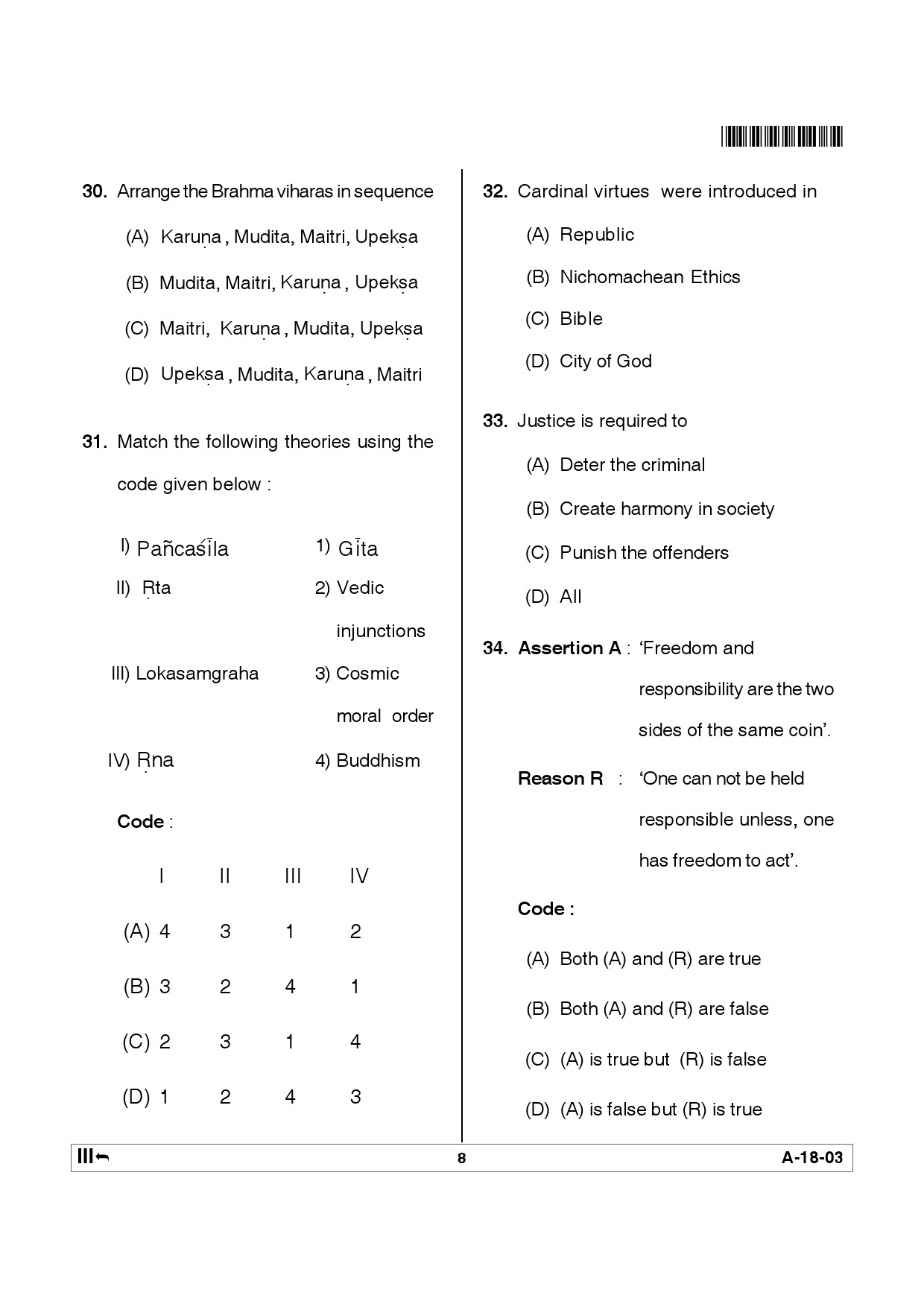 Telangana SET Philosophy 2012 Question Paper III 7