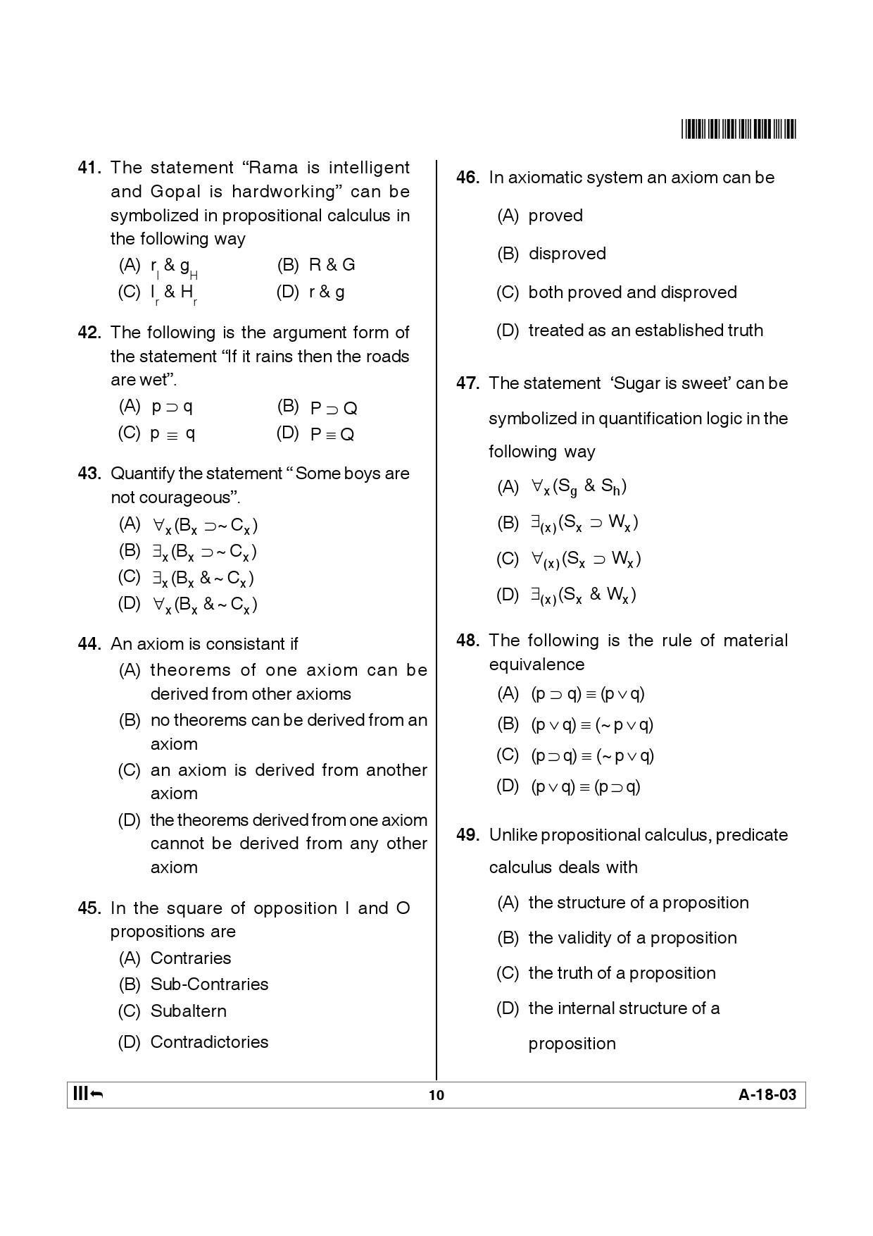 Telangana SET Philosophy 2012 Question Paper III 9