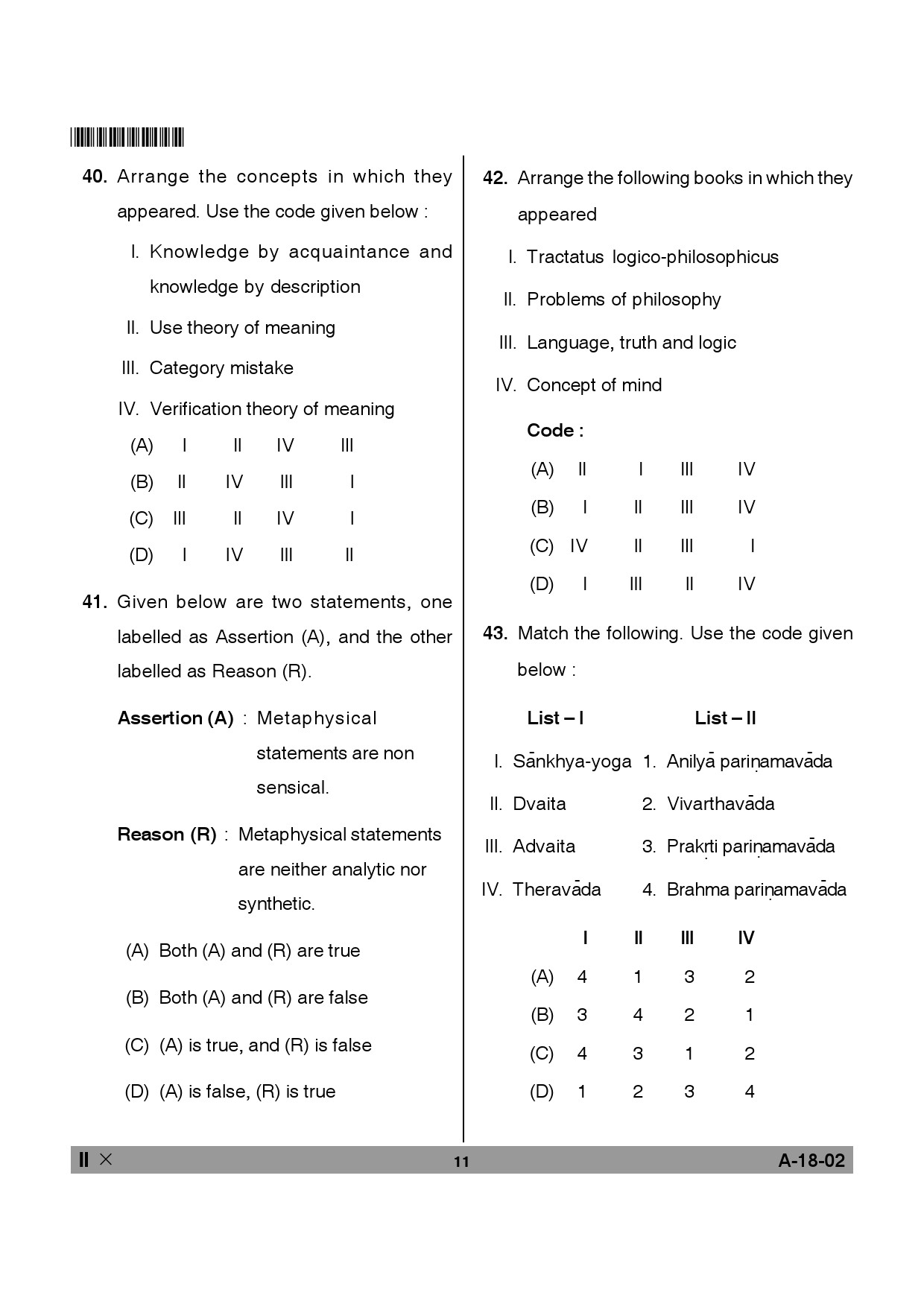 Telangana SET Philosophy 2013 Question Paper II 10