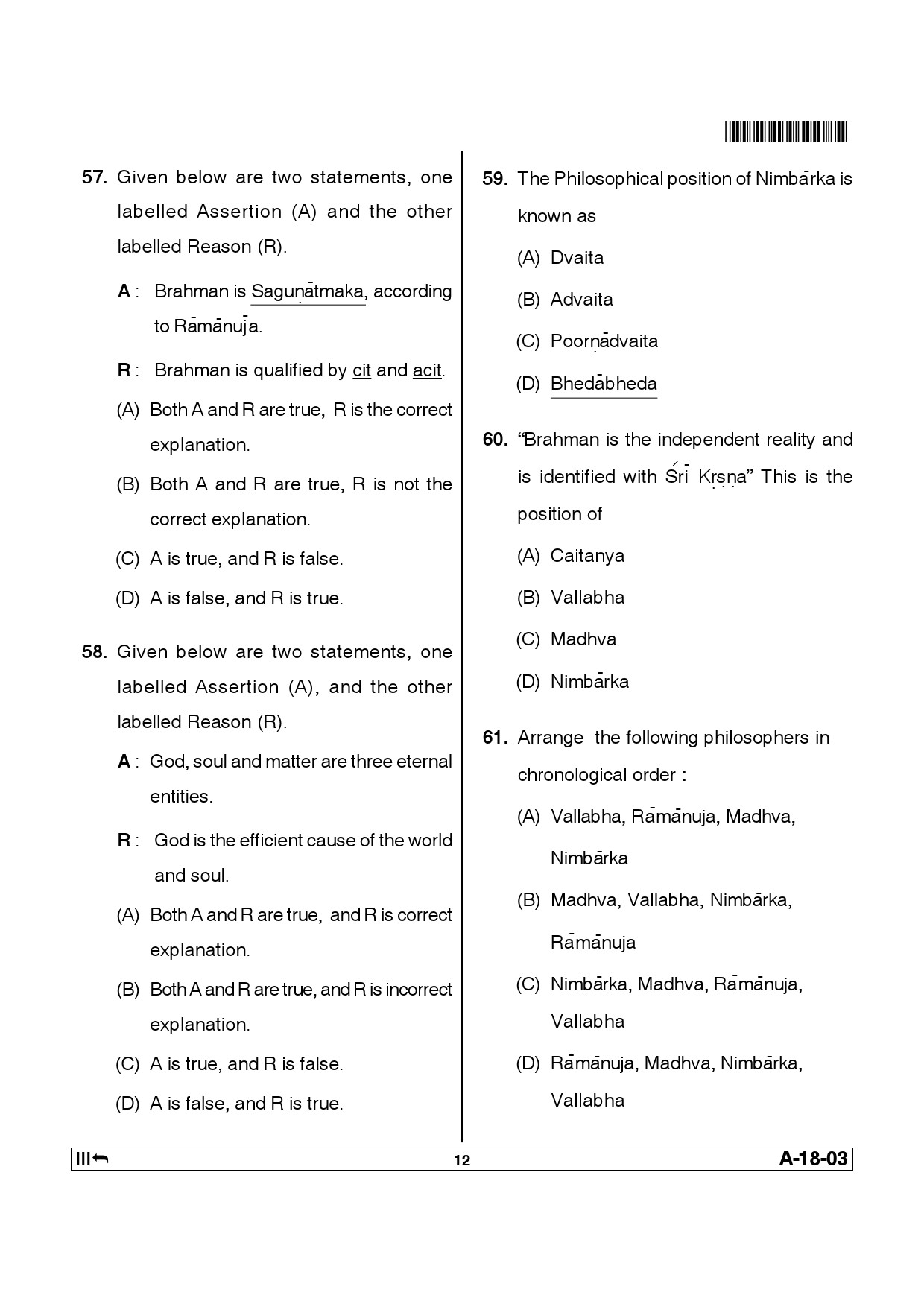 Telangana SET Philosophy 2013 Question Paper III 11