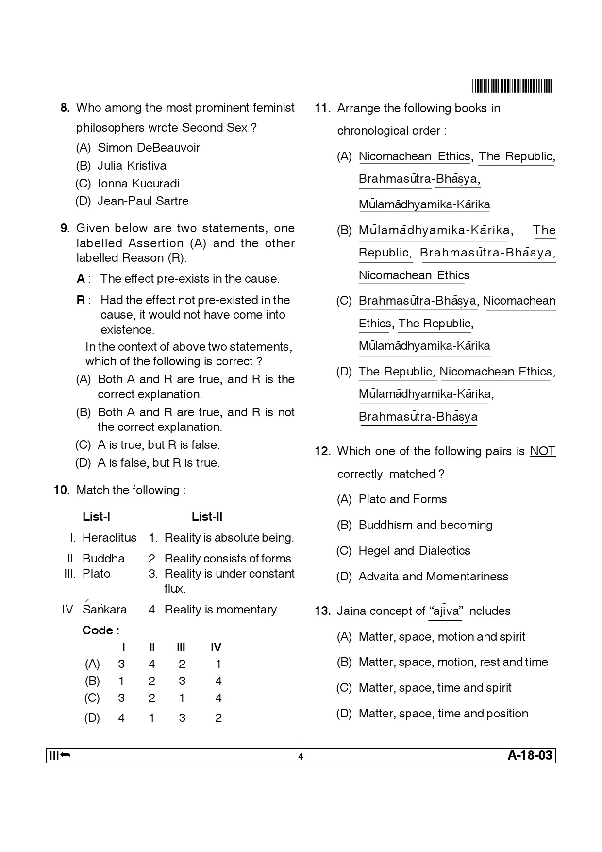 Telangana SET Philosophy 2013 Question Paper III 3