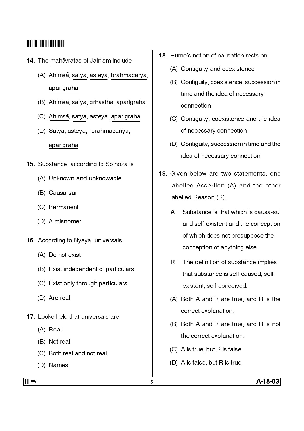 Telangana SET Philosophy 2013 Question Paper III 4