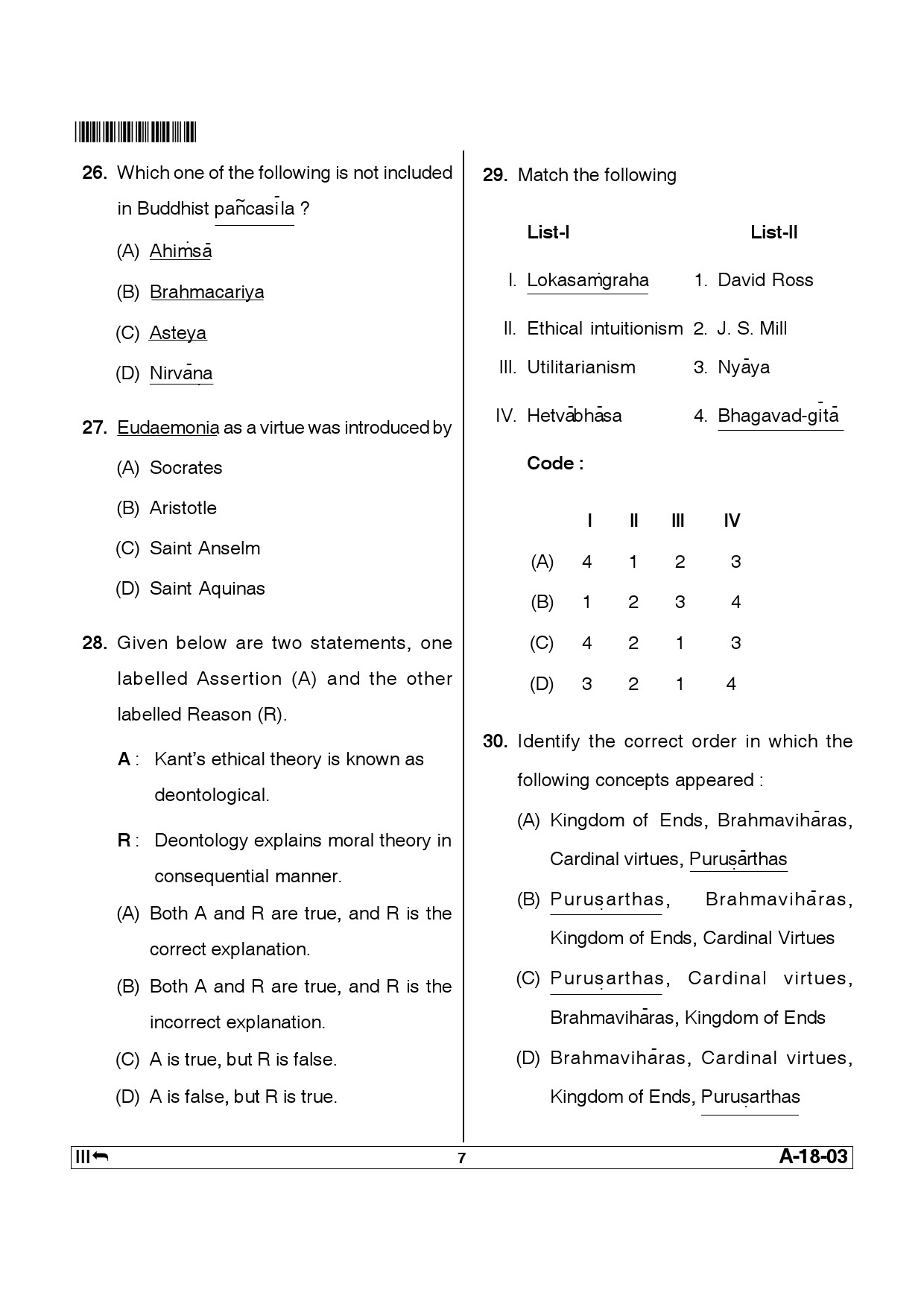 Telangana SET Philosophy 2013 Question Paper III 6