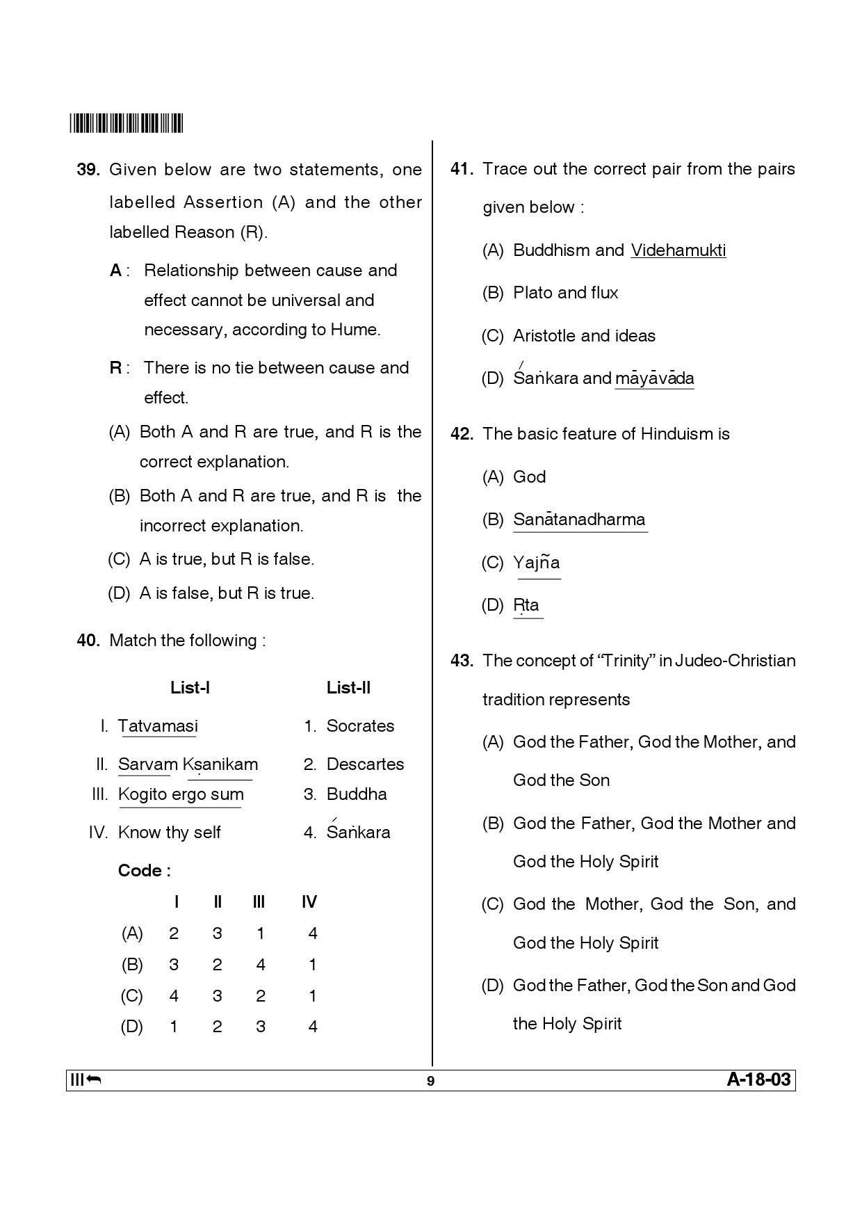 Telangana SET Philosophy 2013 Question Paper III 8